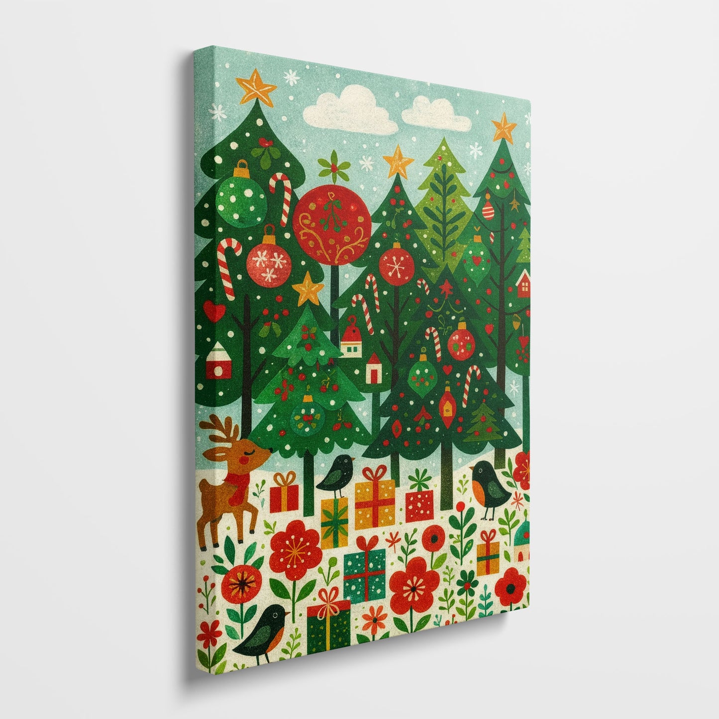 Ornament Forest – Christmas Illustration Canvas Wall Art