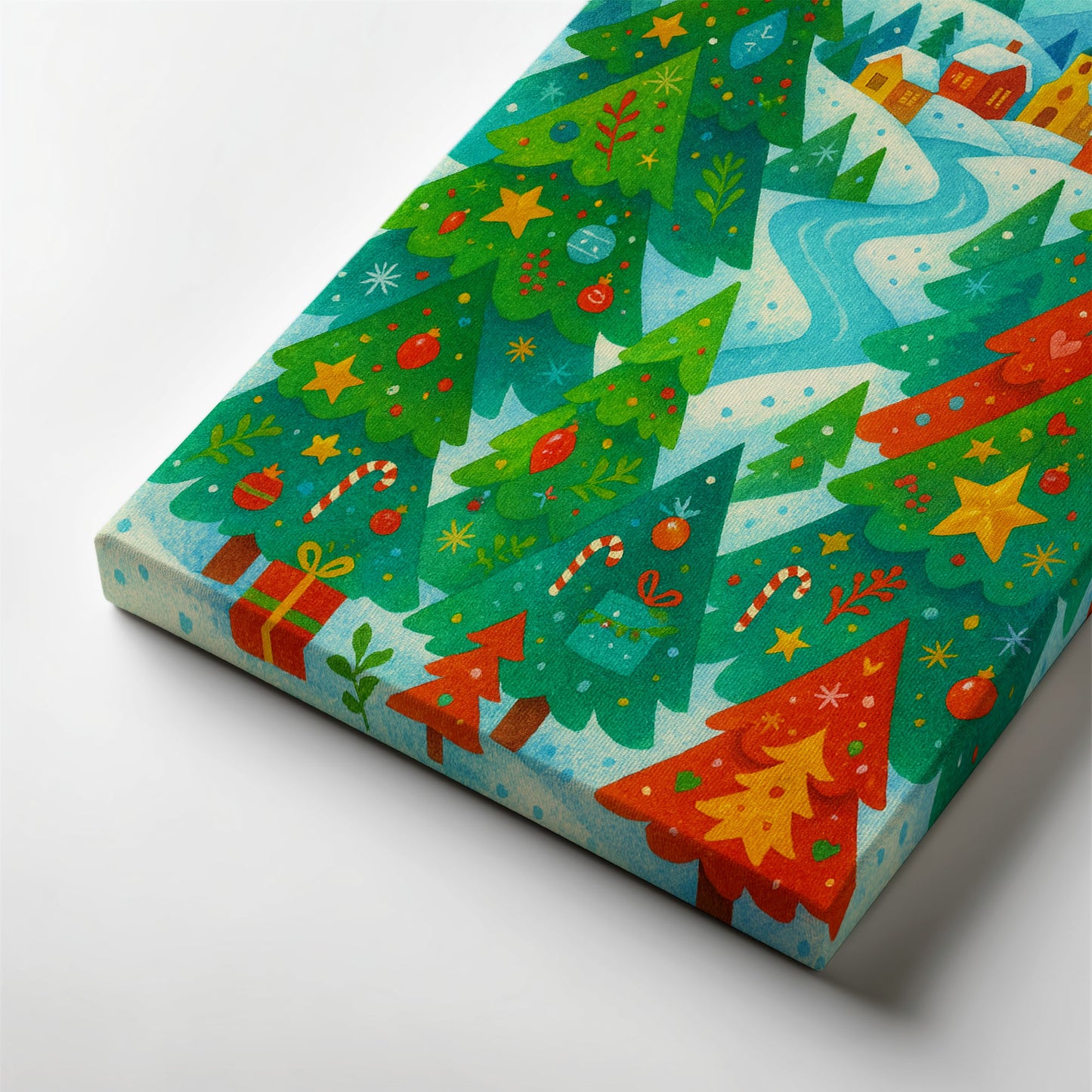 Starlit Christmas Tree – Holiday Illustration Canvas Wall Art