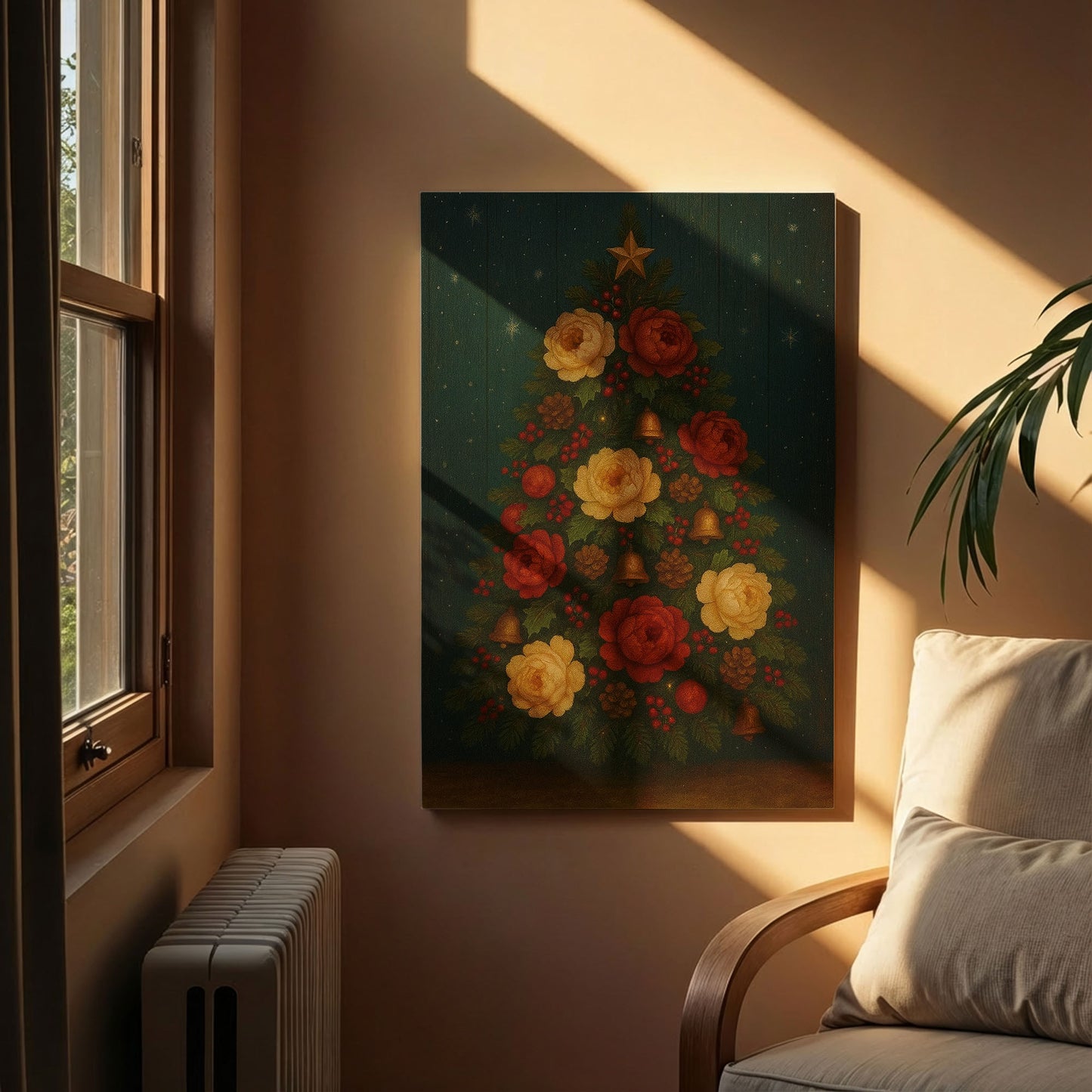 Vintage Christmas Tree Canvas Wall Art – Classic Holiday Illustration