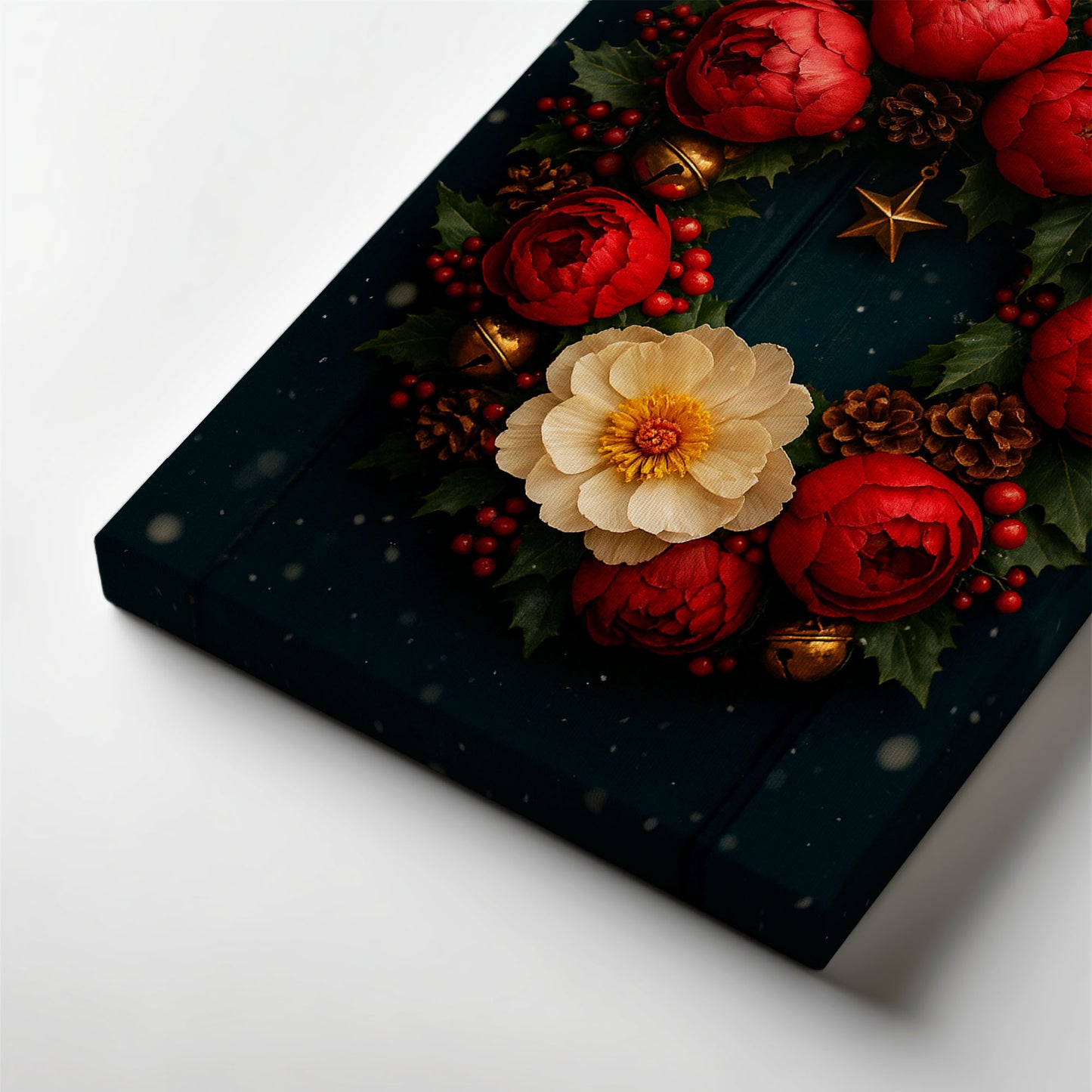 Christmas Wreath Canvas Wall Art – Festive Holiday Floral Decor