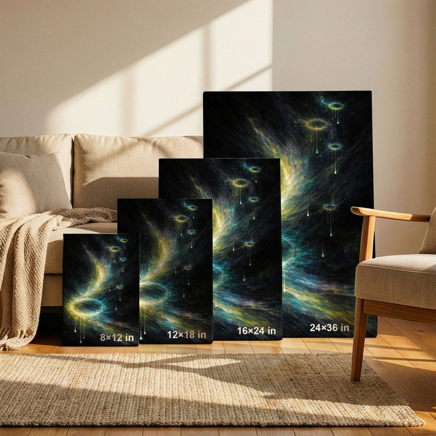 Golden Ripples – Gold Black Abstract Canvas Wall Art