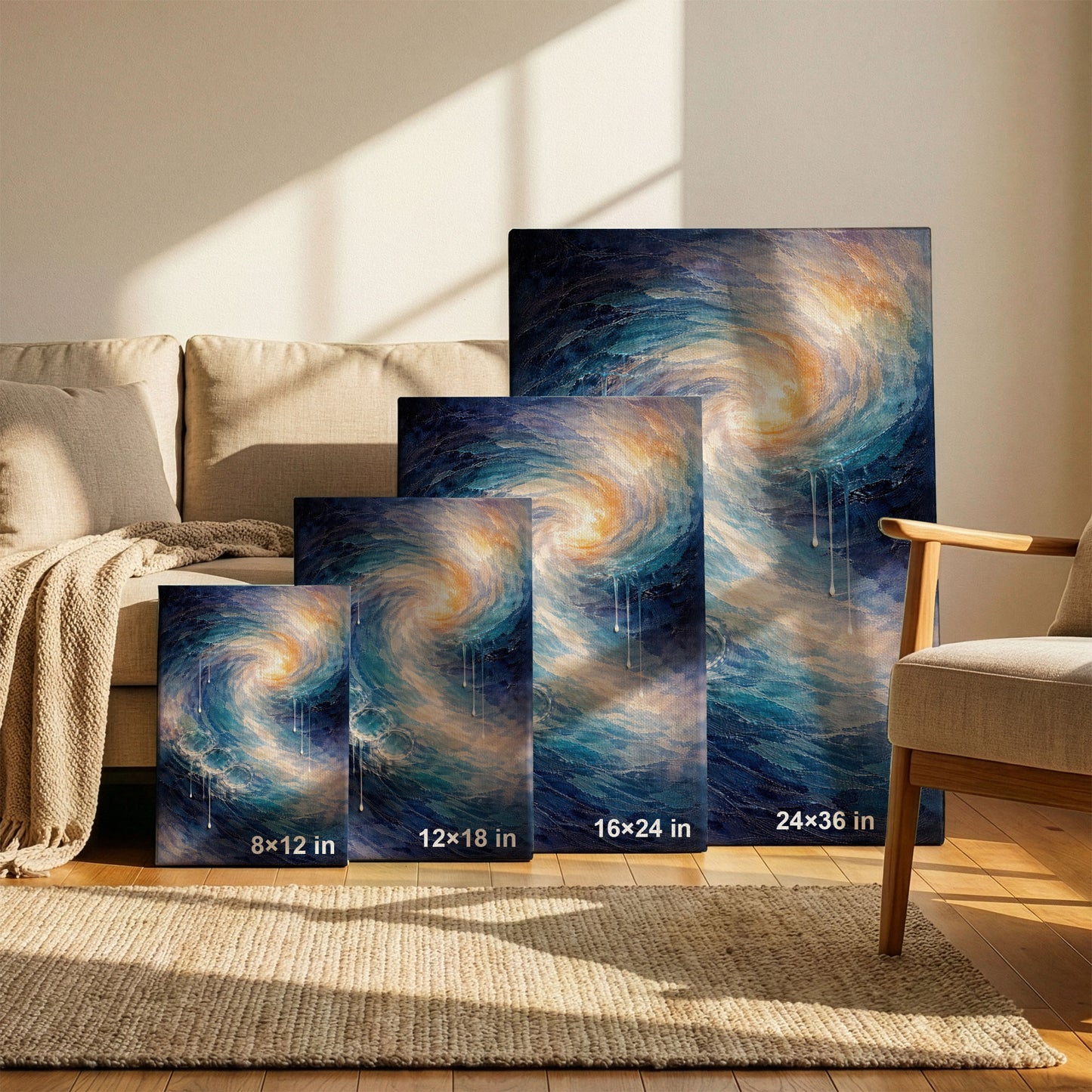 Tidal Spiral – Blue Abstract Canvas Wall Art