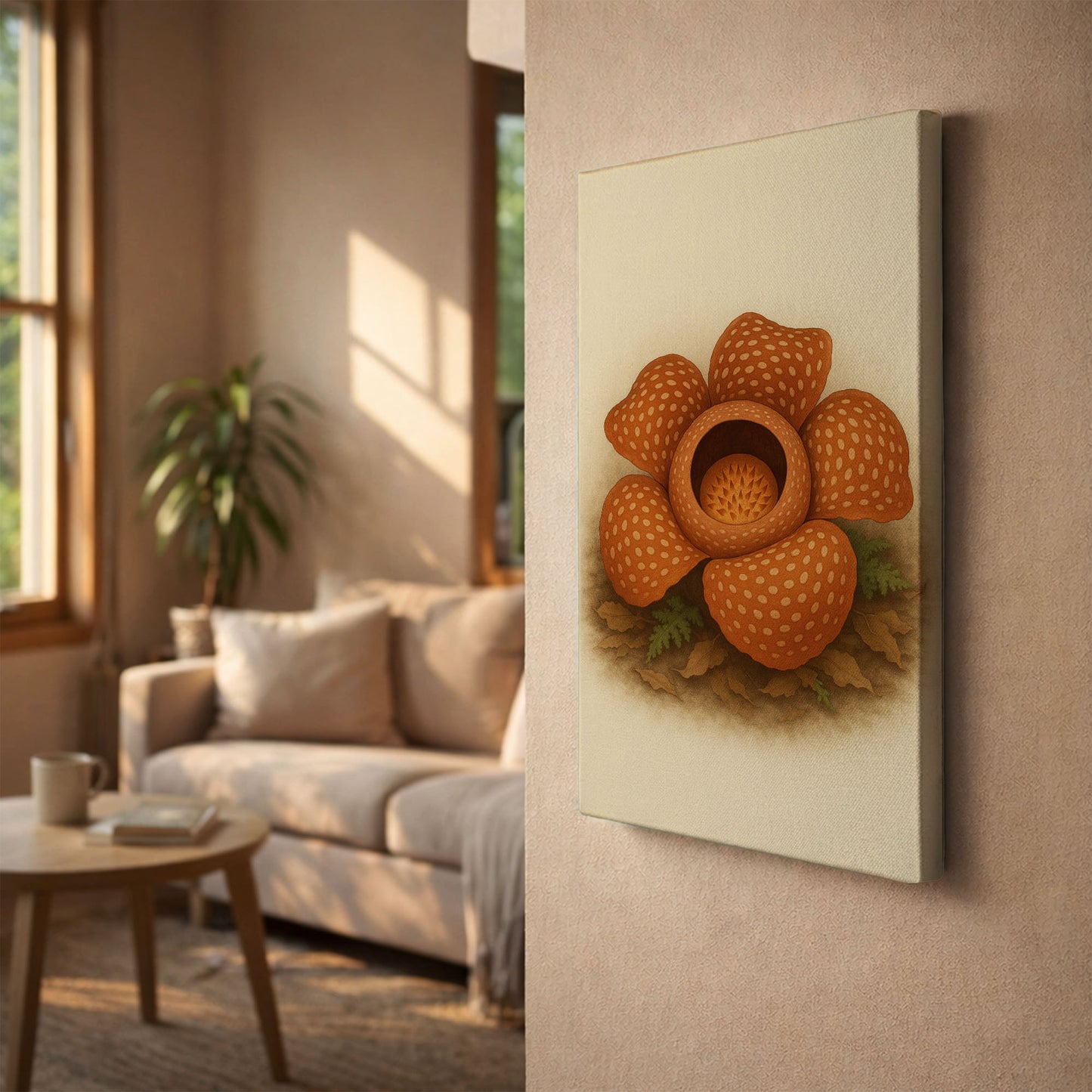 Rafflesia Bloom – Rare Botanical Illustration Canvas Wall Art
