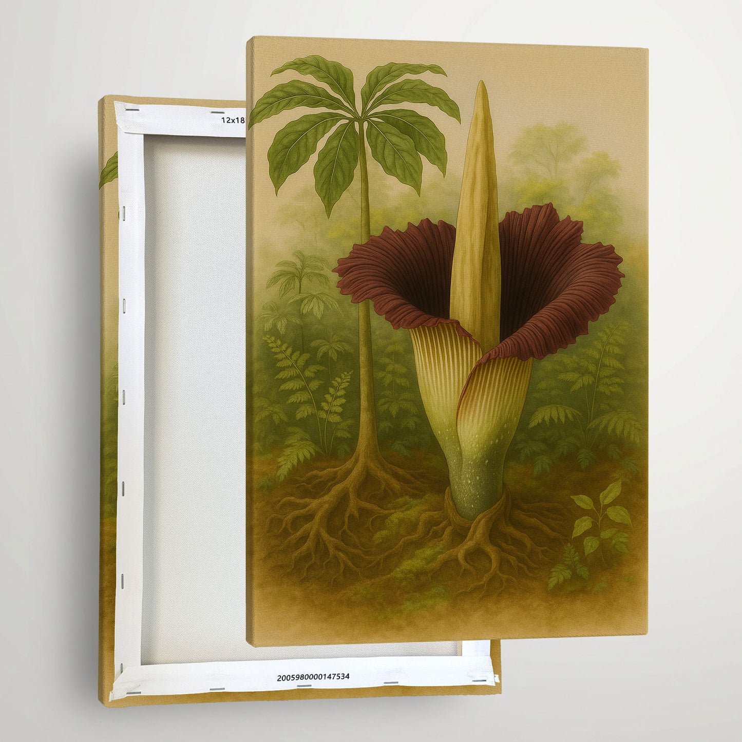 Titan Arum in Habitat – Botanical Illustration Canvas Wall Art