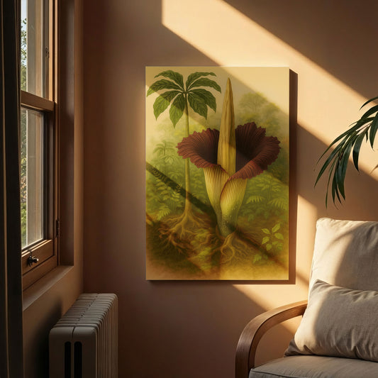 Titan Arum in Habitat – Botanical Illustration Canvas Wall Art