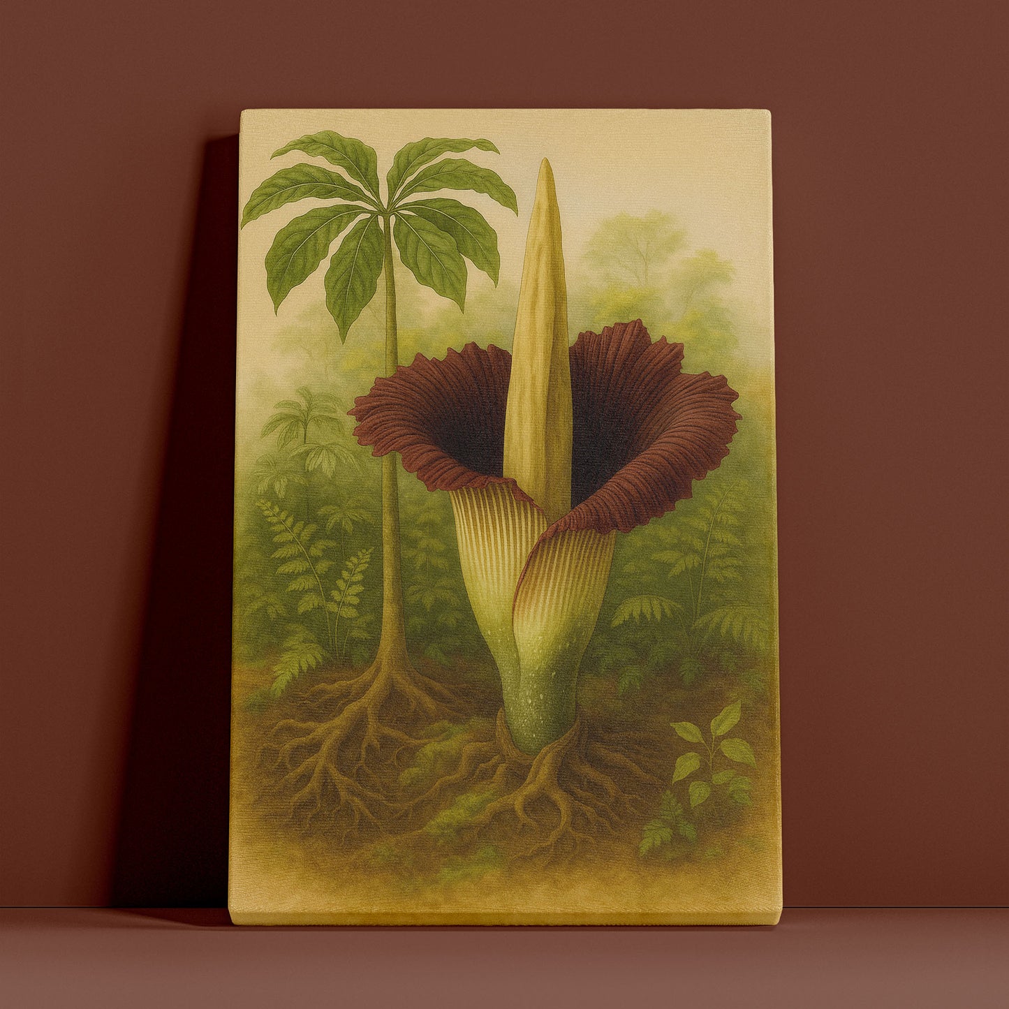 Titan Arum in Habitat – Botanical Illustration Canvas Wall Art