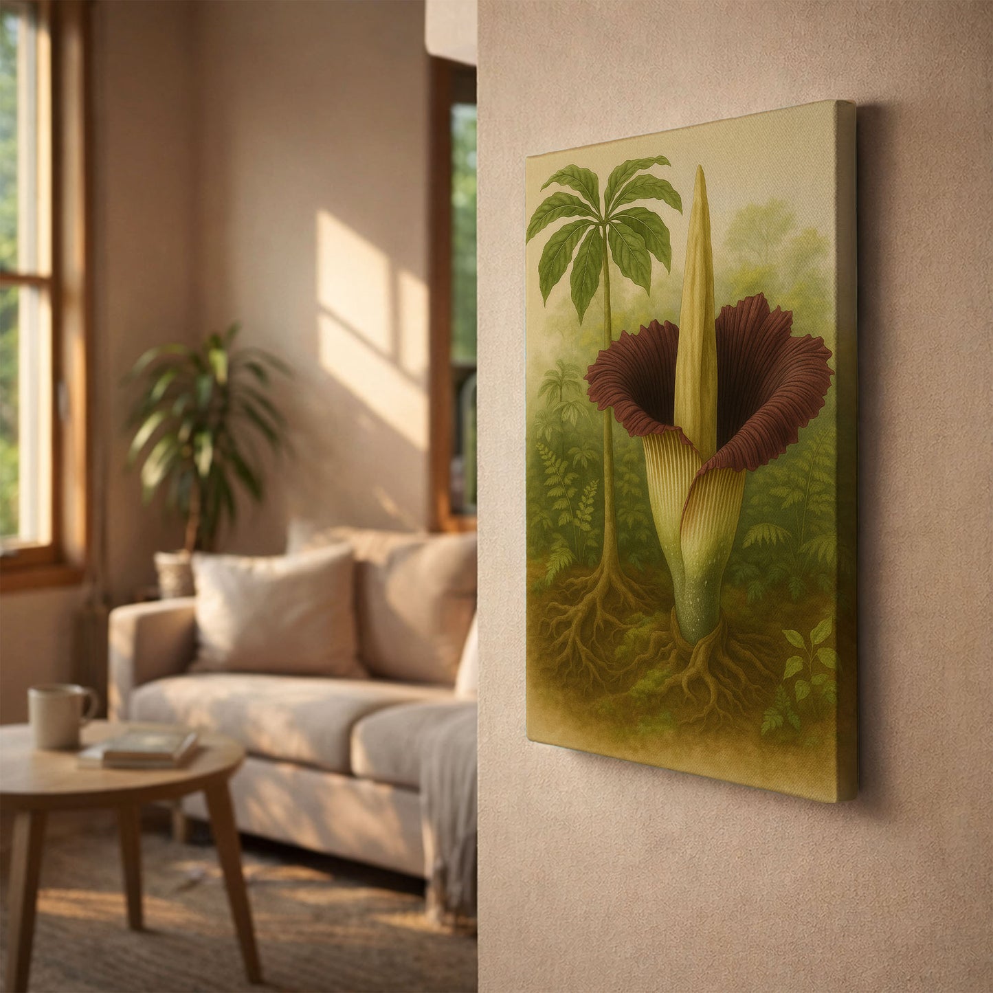 Titan Arum in Habitat – Botanical Illustration Canvas Wall Art