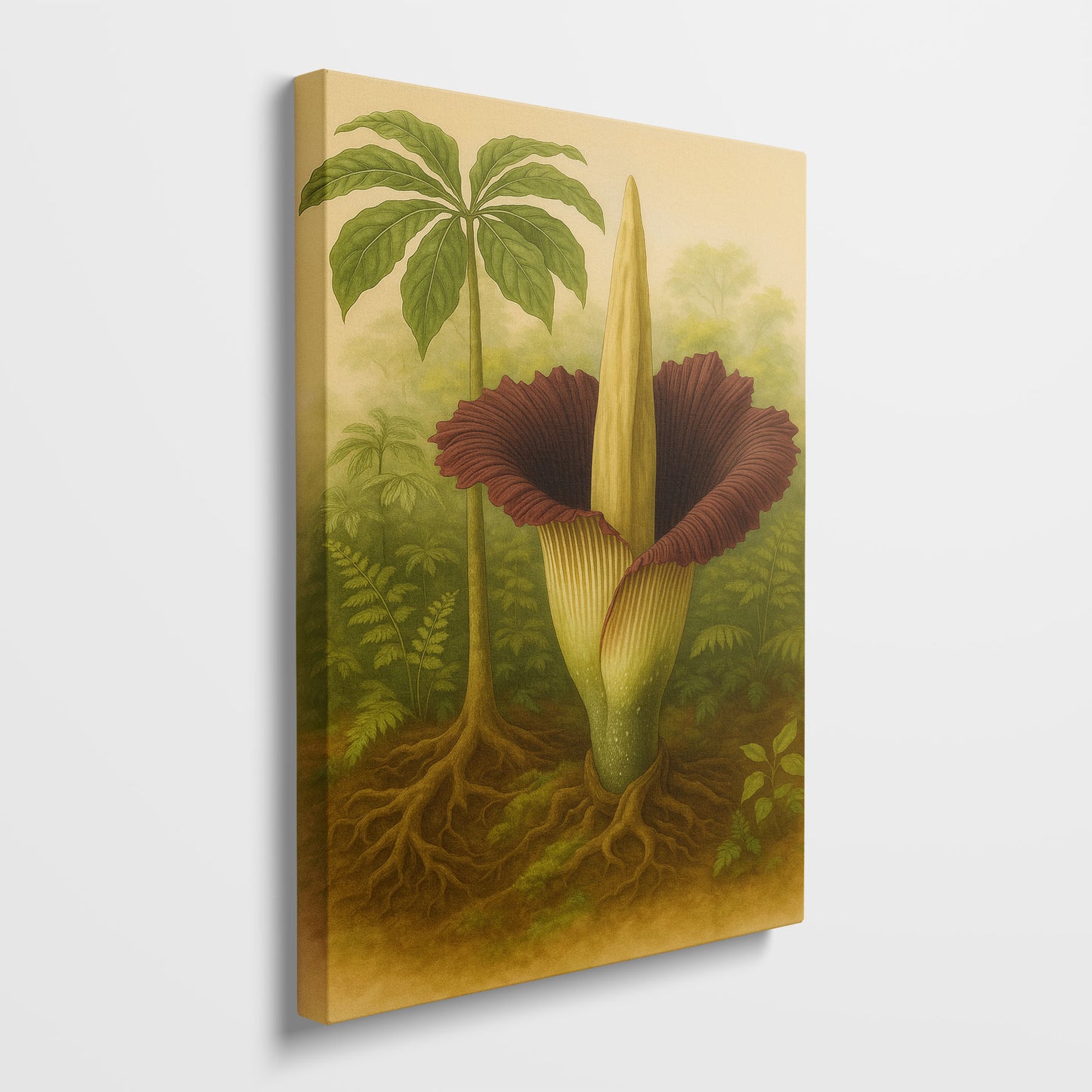 Titan Arum in Habitat – Botanical Illustration Canvas Wall Art