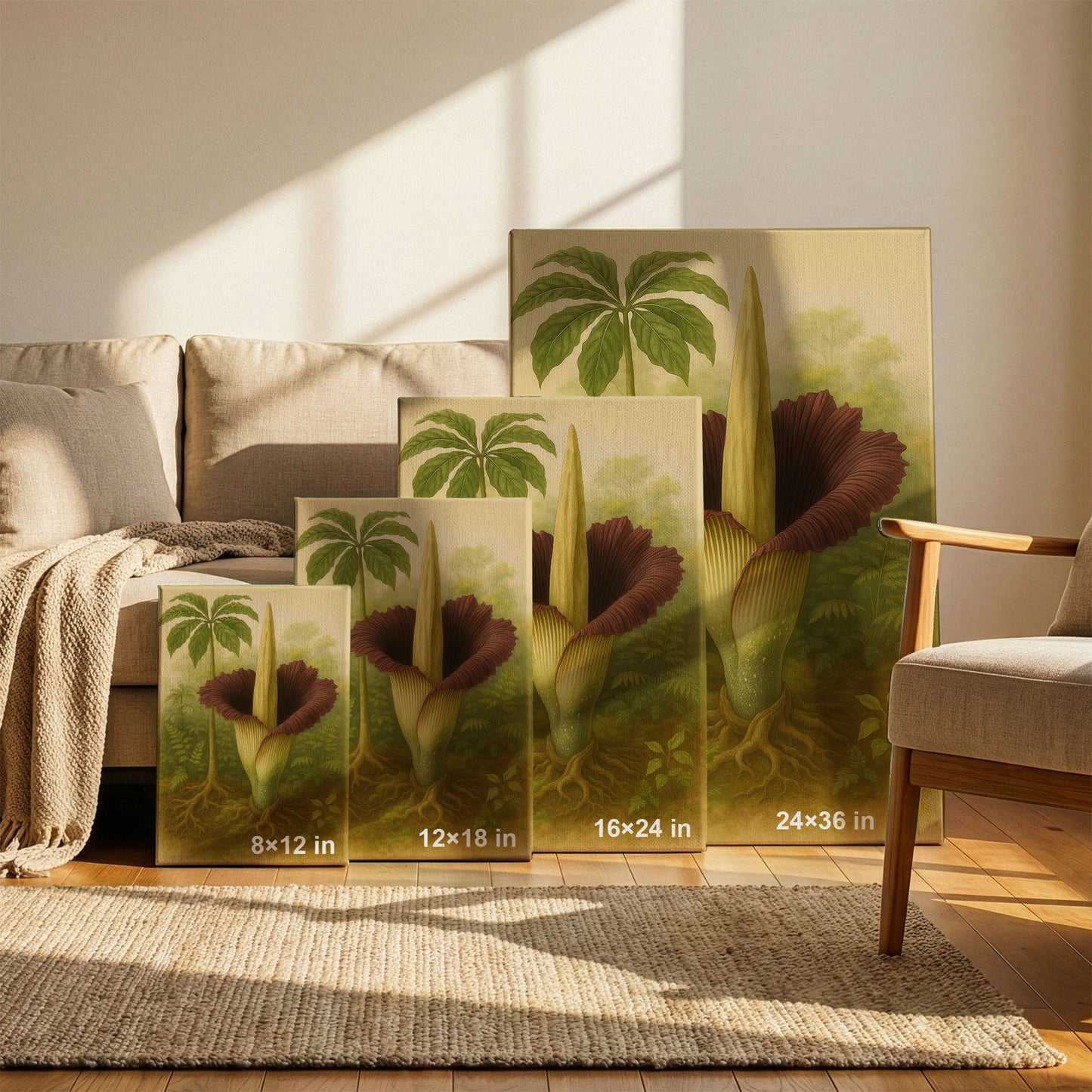Titan Arum in Habitat – Botanical Illustration Canvas Wall Art
