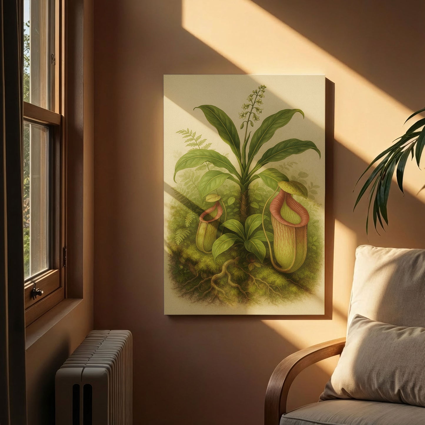 Pitcher Plant in the Wild – Botanical Illustration Canvas Wall Art