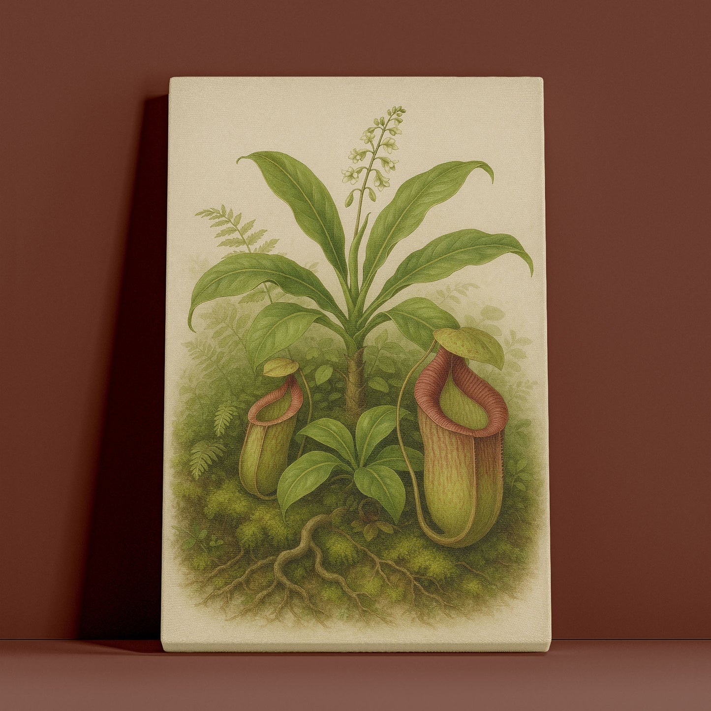 Pitcher Plant in the Wild – Botanical Illustration Canvas Wall Art