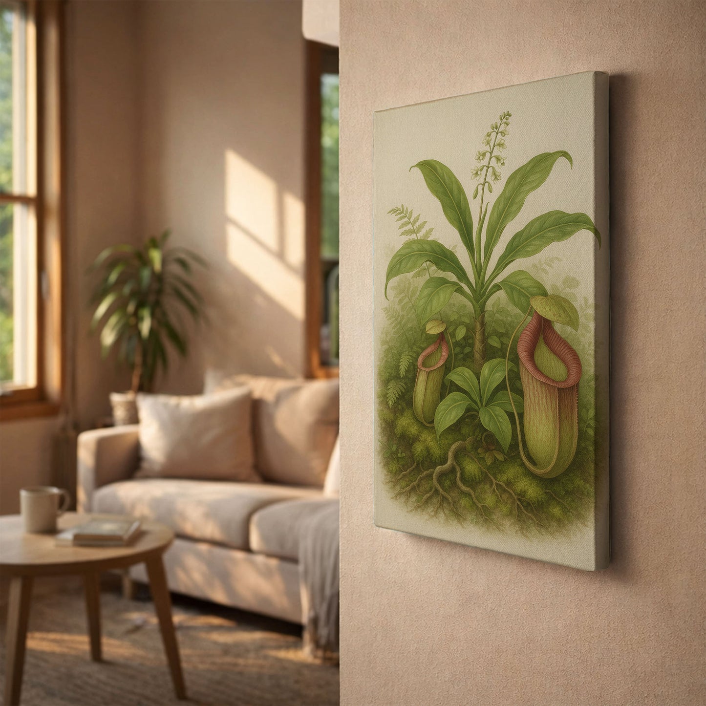 Pitcher Plant in the Wild – Botanical Illustration Canvas Wall Art