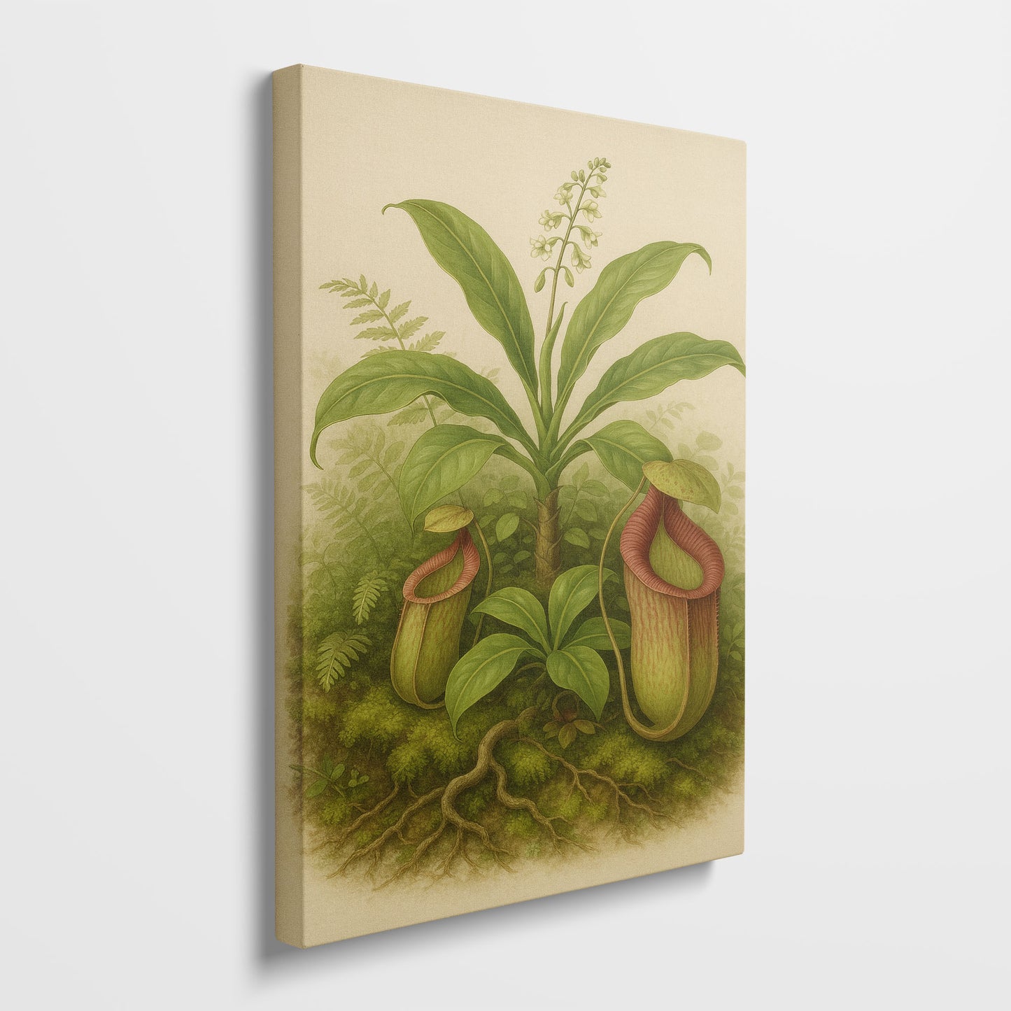 Pitcher Plant in the Wild – Botanical Illustration Canvas Wall Art