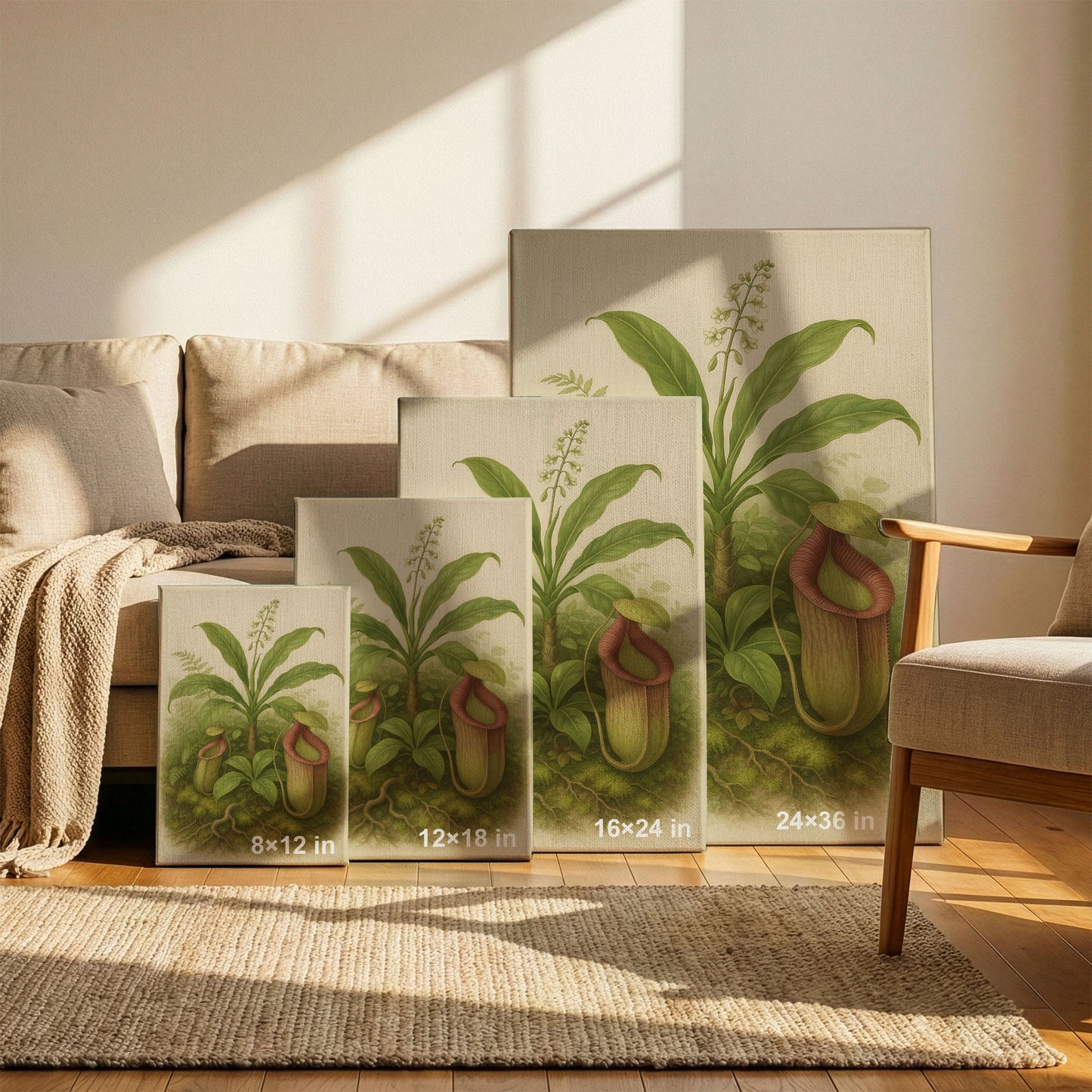 Pitcher Plant in the Wild – Botanical Illustration Canvas Wall Art