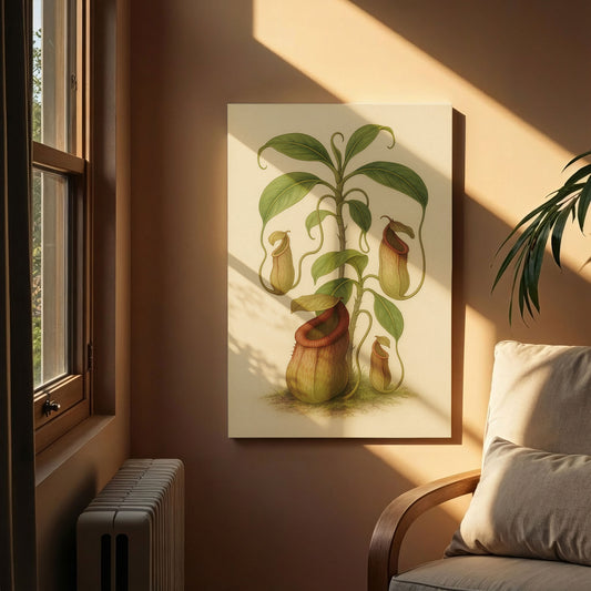Tropical Pitcher Plant – Vintage Carnivorous Plant Illustration Canvas Art