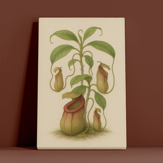 Tropical Pitcher Plant – Vintage Carnivorous Plant Illustration Canvas Art