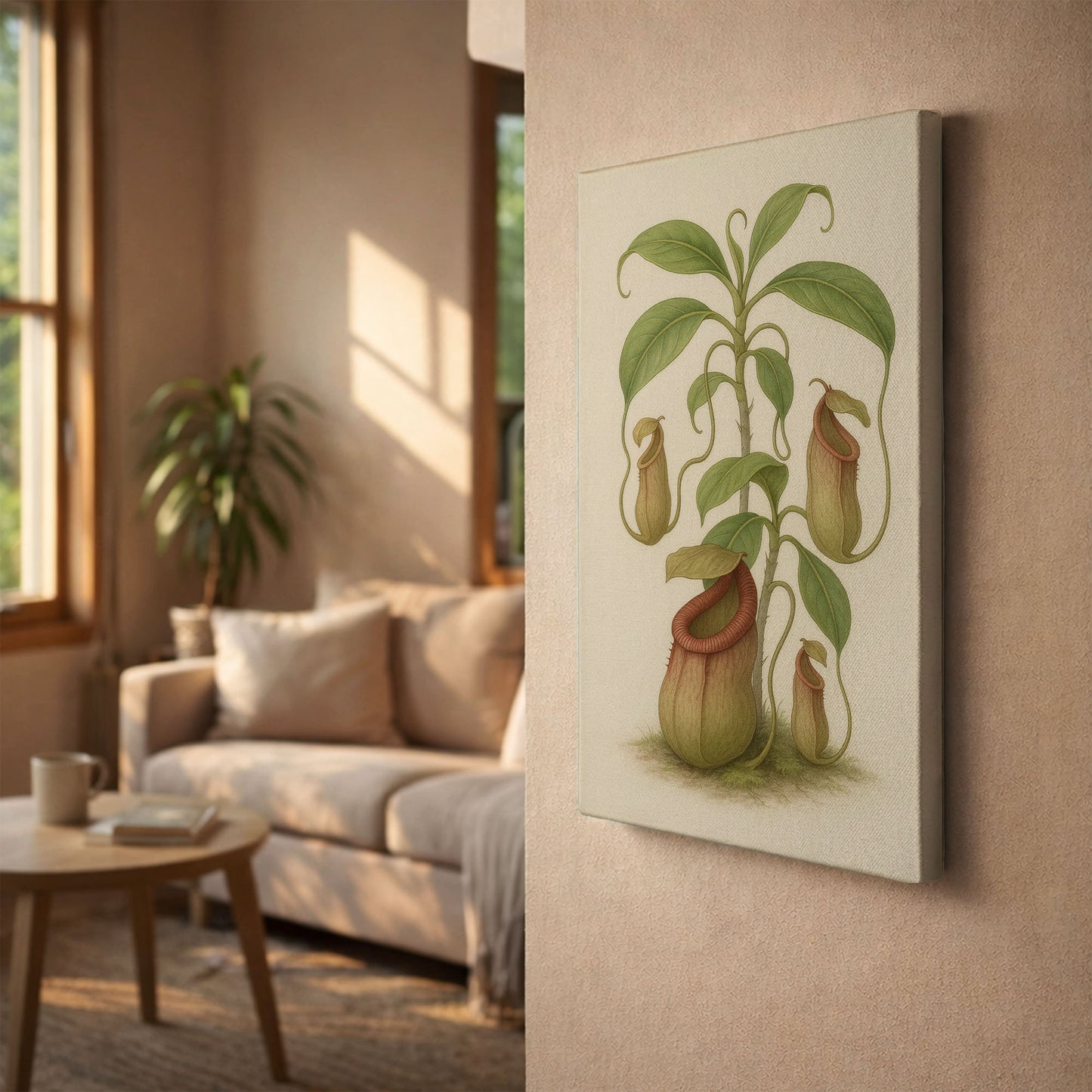 Tropical Pitcher Plant – Vintage Carnivorous Plant Illustration Canvas Art