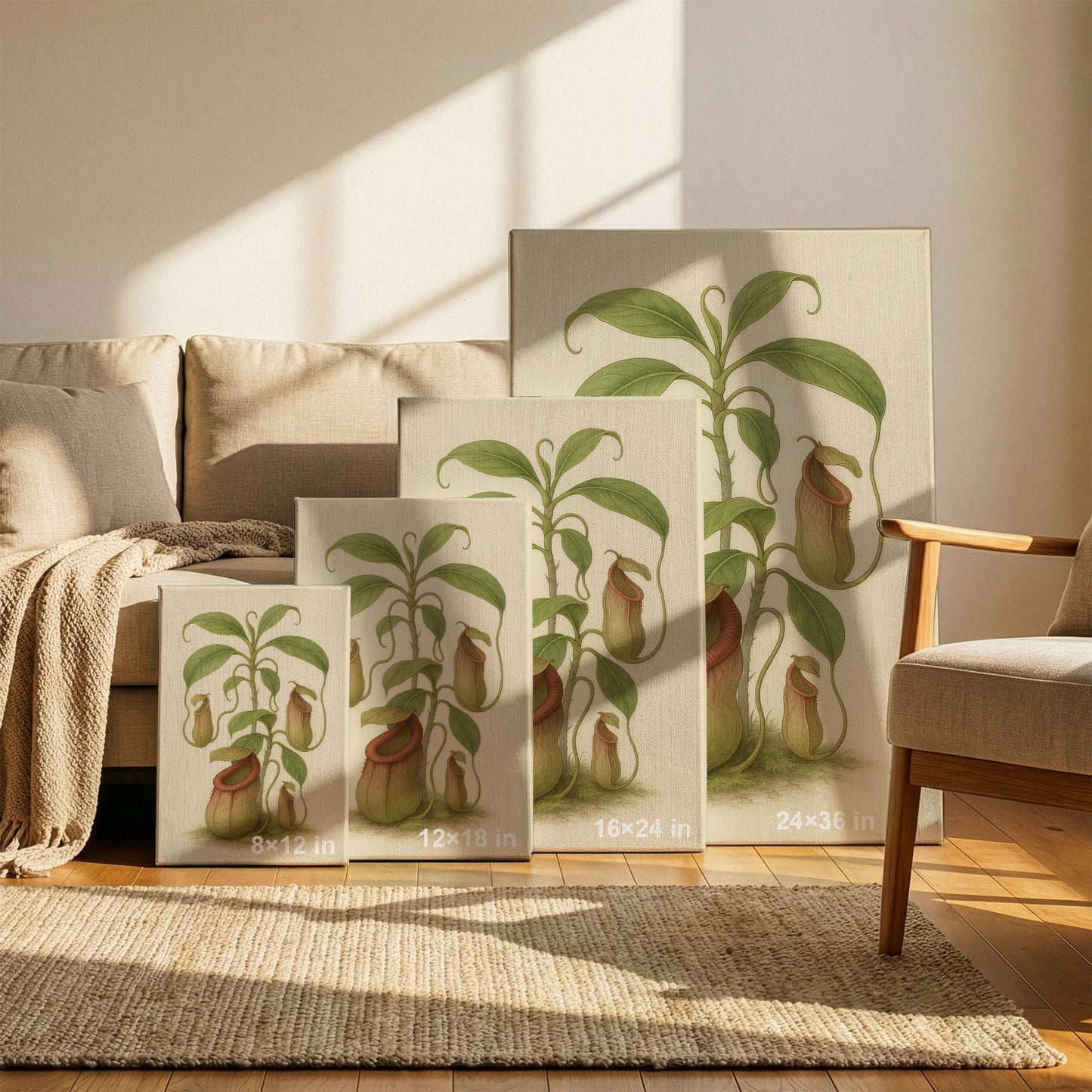 Tropical Pitcher Plant – Vintage Carnivorous Plant Illustration Canvas Art