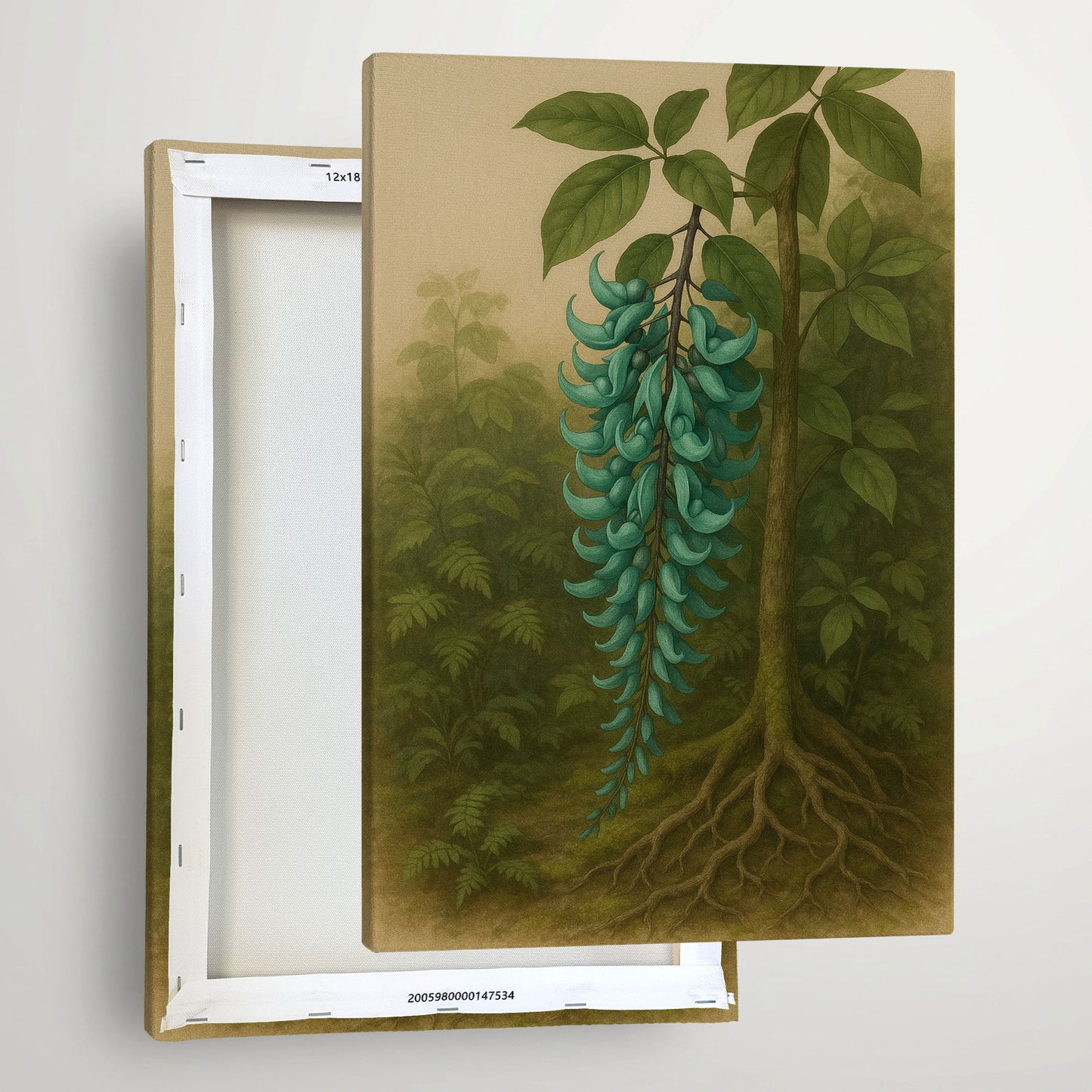 Jade Vine in Rainforest Light – Botanical Illustration Canvas Art