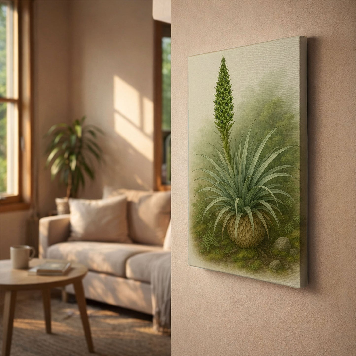 Spiral Rosette in Mist - Vintage Botanical Canvas Wall Art