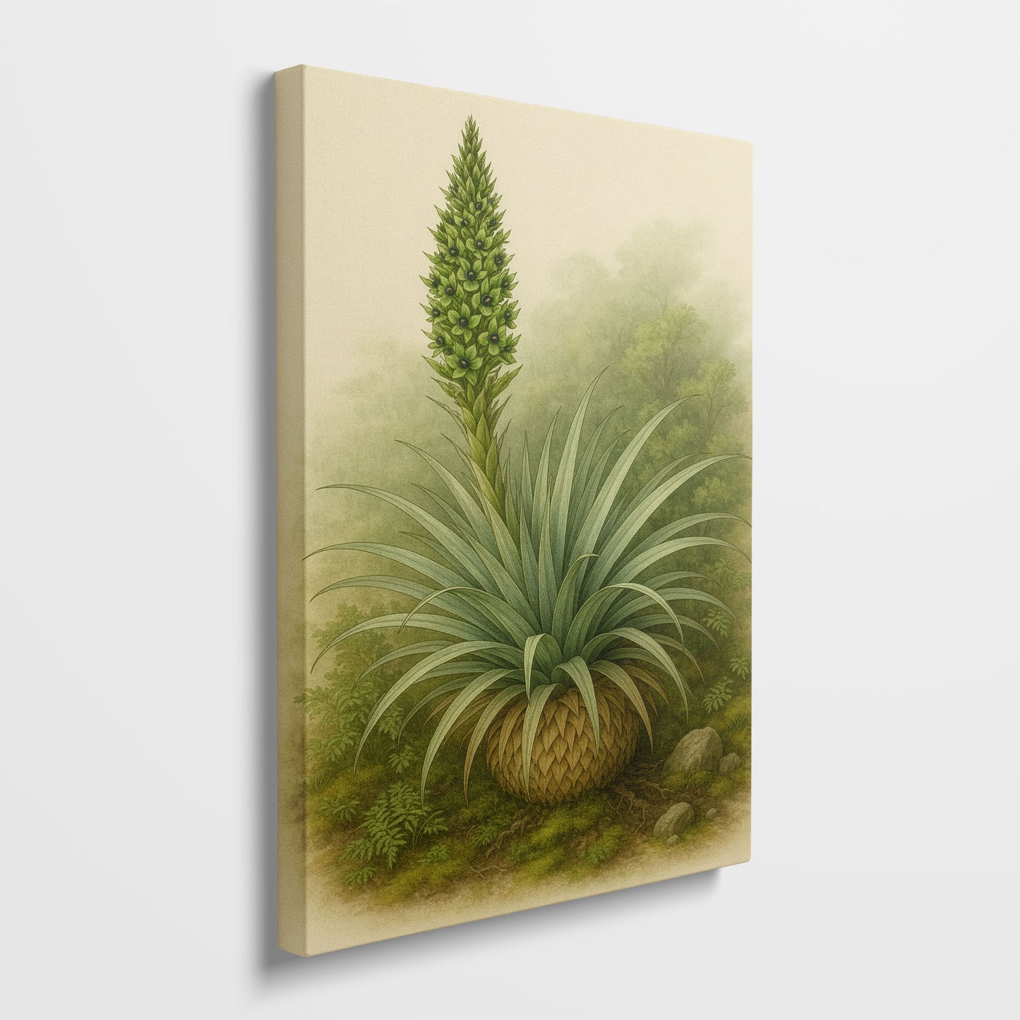Spiral Rosette in Mist - Vintage Botanical Canvas Wall Art