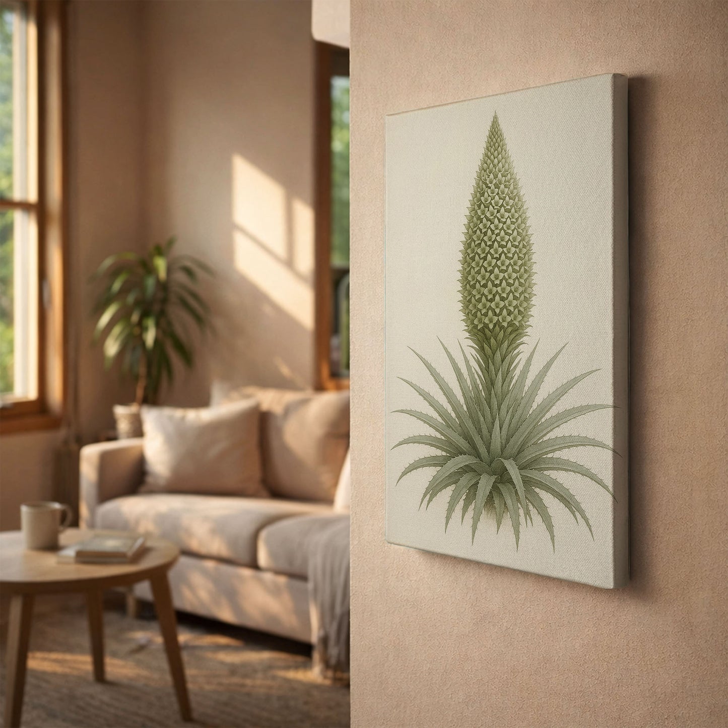 Spiral Rosette Bloom - Botanical Illustration Canvas Wall Art