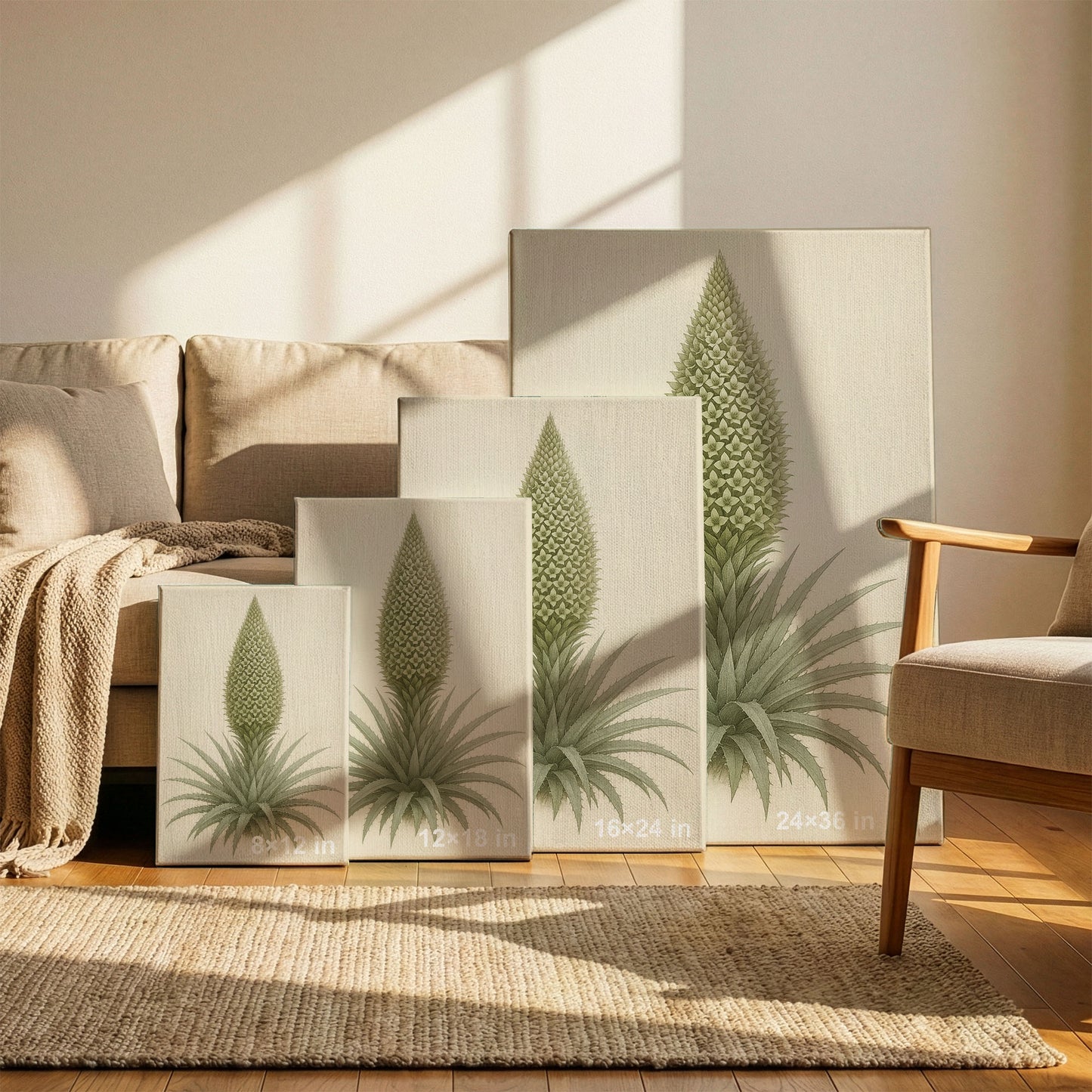 Spiral Rosette Bloom - Botanical Illustration Canvas Wall Art