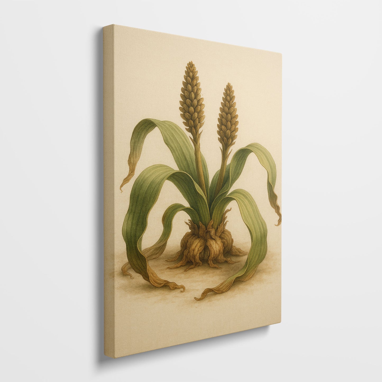 Twin Seed Spires - Minimal Botanical Illustration Canvas Art