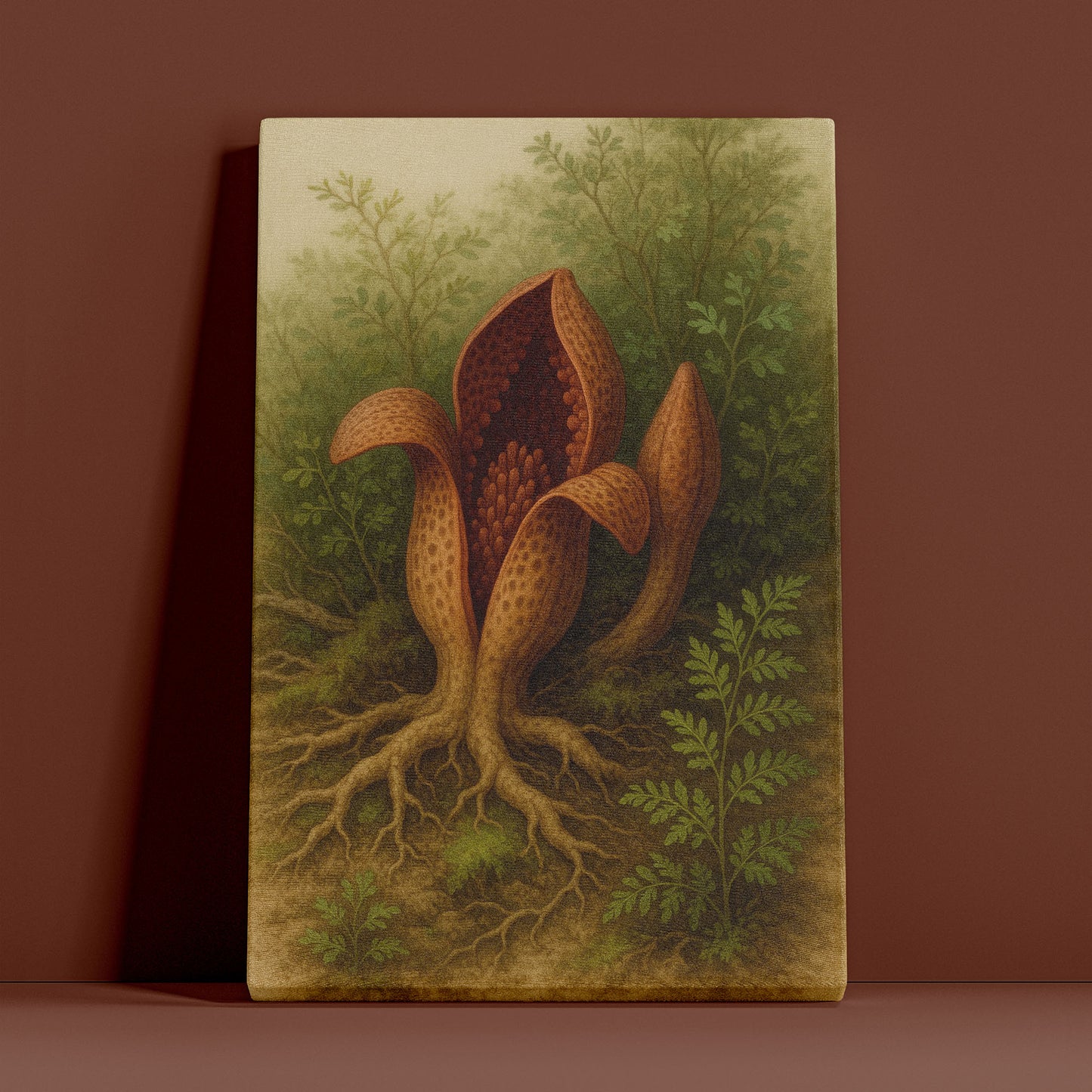 Forest Pod Bloom - Painterly Botanical Canvas Wall Art