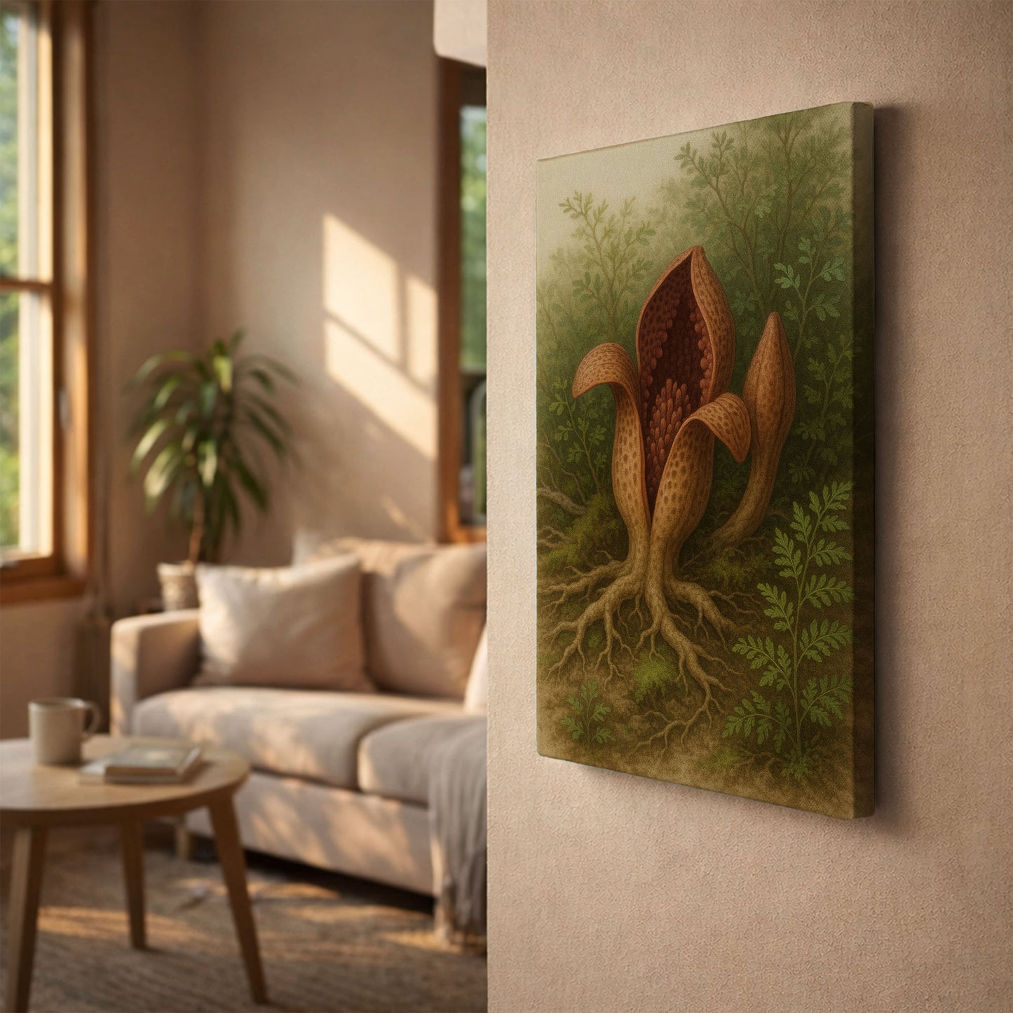 Forest Pod Bloom - Painterly Botanical Canvas Wall Art
