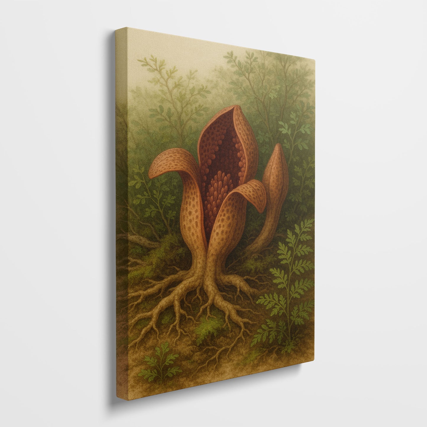 Forest Pod Bloom - Painterly Botanical Canvas Wall Art