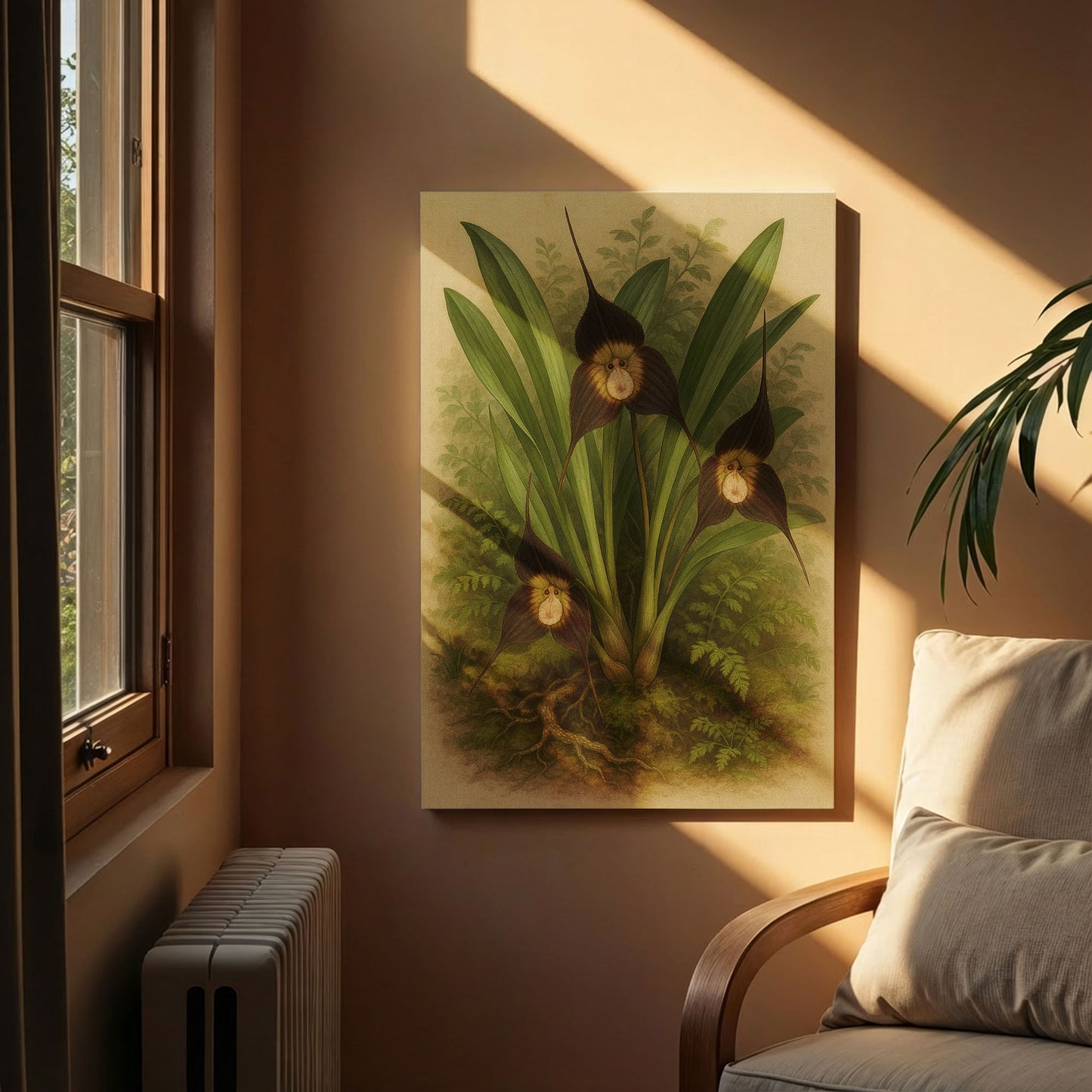 Orchid Cluster in Green - Botanical Canvas Wall Art Print