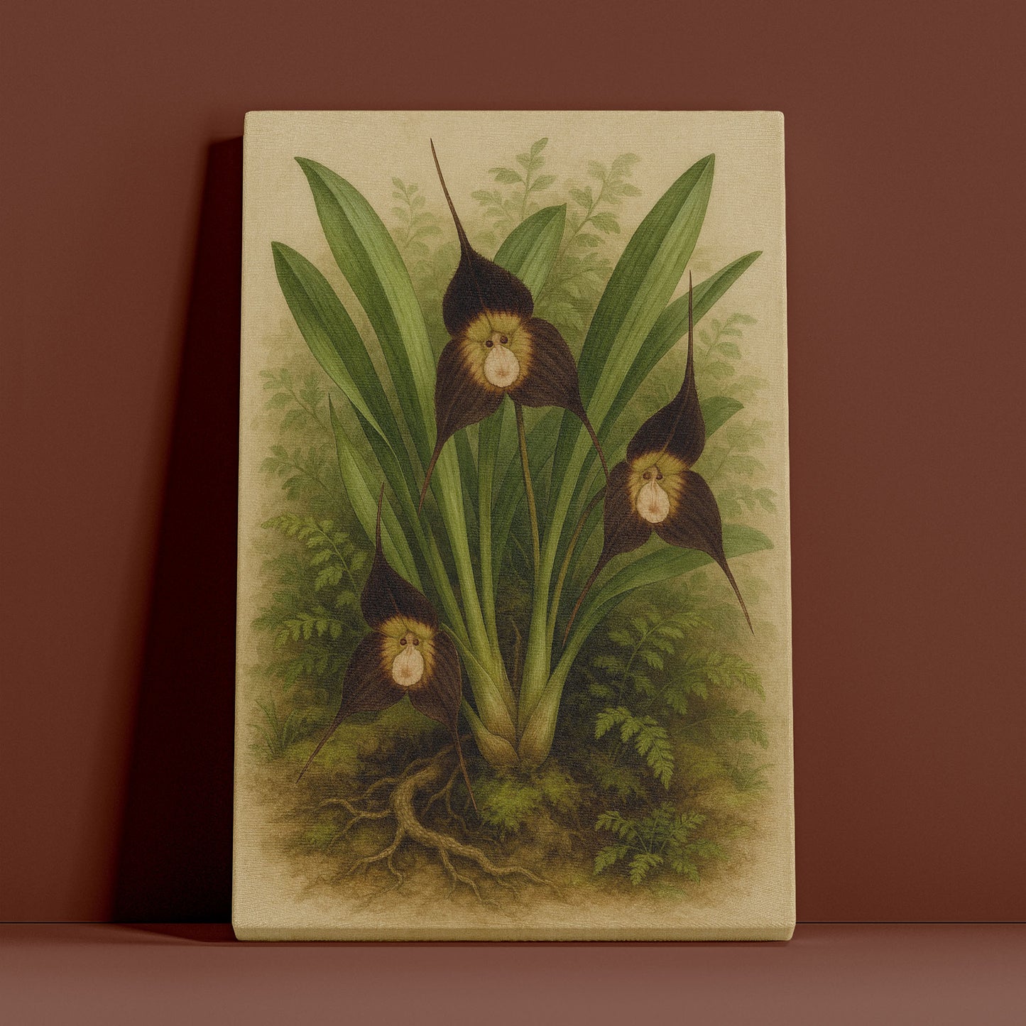 Orchid Cluster in Green - Botanical Canvas Wall Art Print