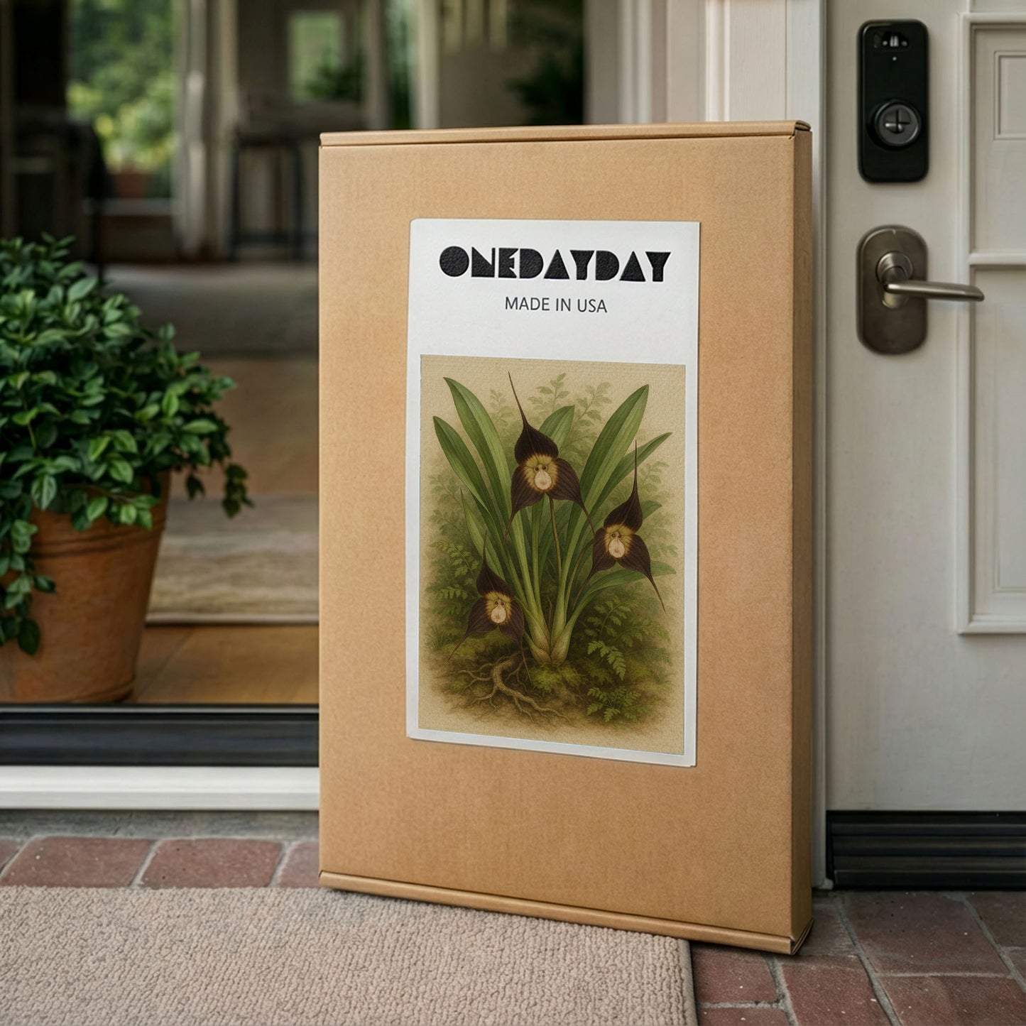 Orchid Cluster in Green - Botanical Canvas Wall Art Print