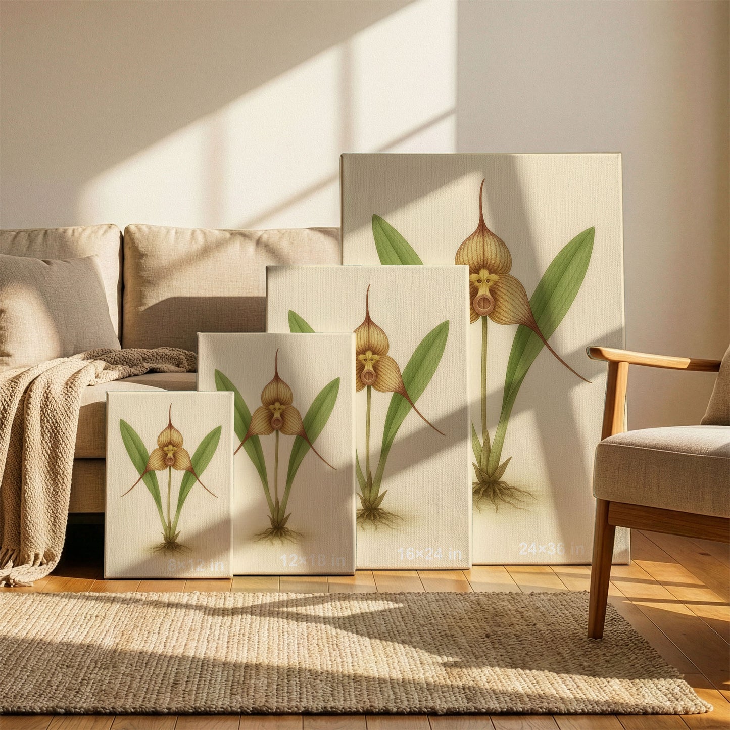 Orchid Form Study - Vintage Botanical Illustration Canvas Art