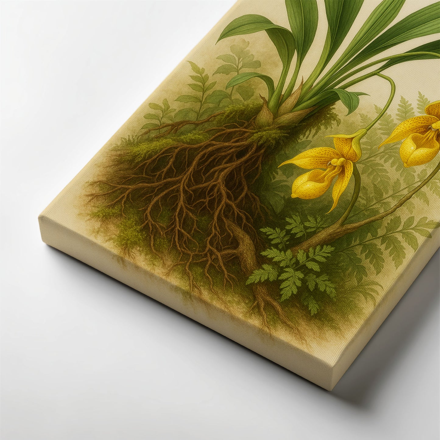 Slipper Orchid in Forest Light - Botanical Canvas Wall Art