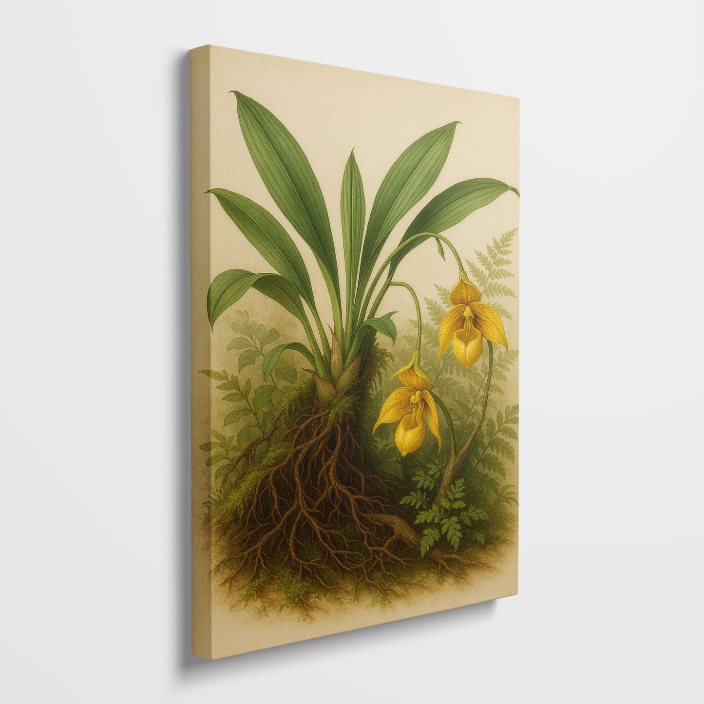 Slipper Orchid in Forest Light - Botanical Canvas Wall Art