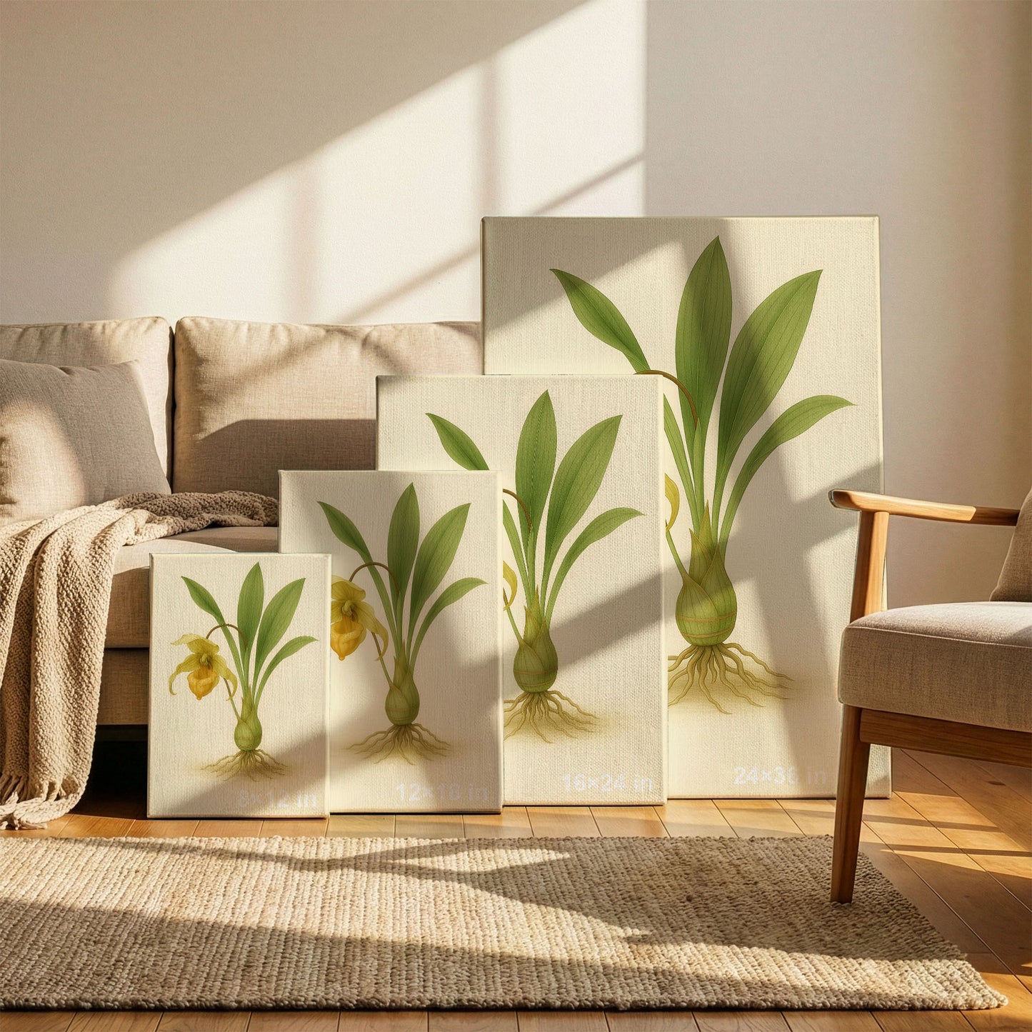 Golden Slipper Orchid - Rare Botanical Illustration Canvas Art