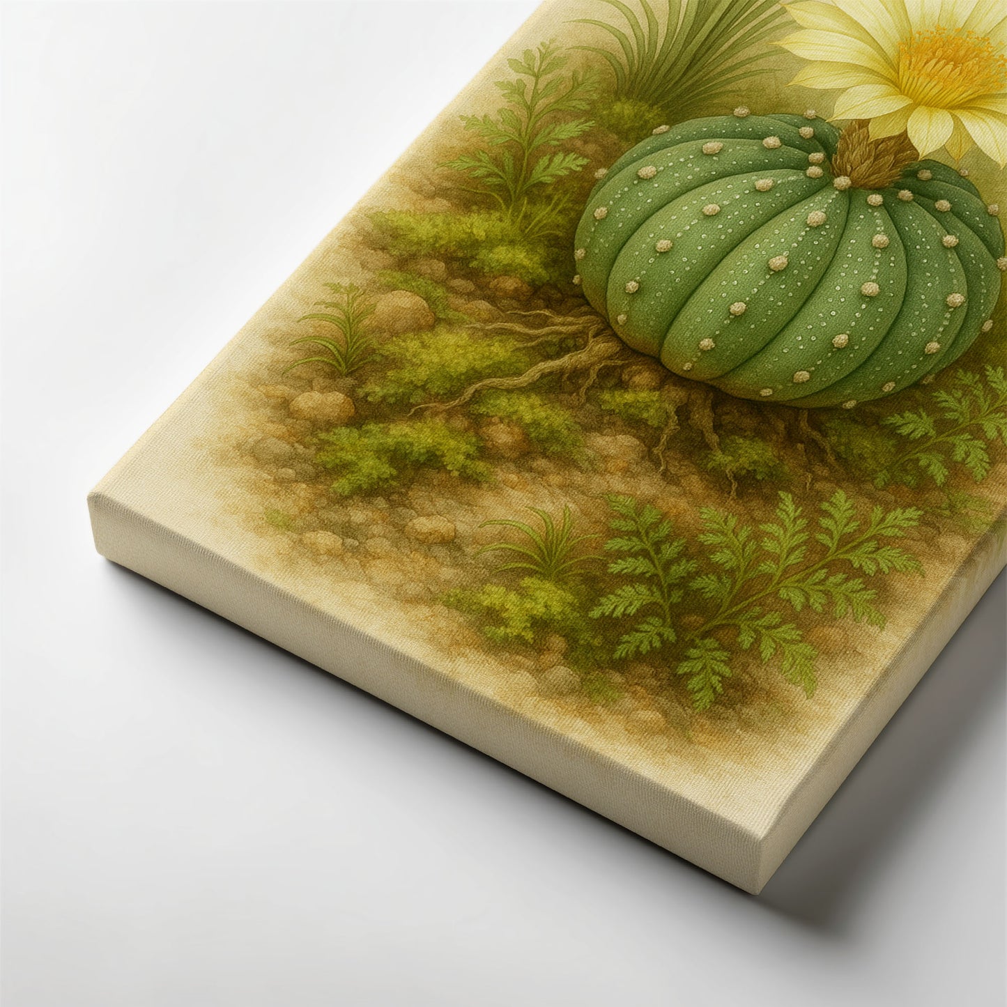 Astrophytum Cactus Botanical Illustration - Nature Inspired Canvas Wall Art