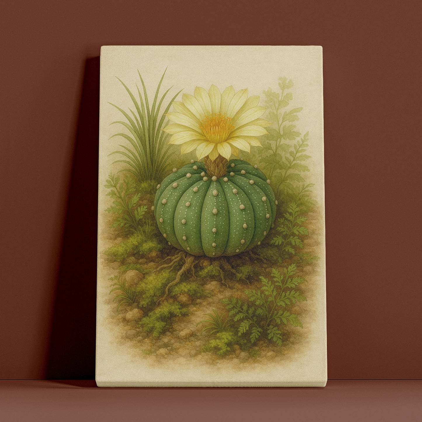 Astrophytum Cactus Botanical Illustration - Nature Inspired Canvas Wall Art