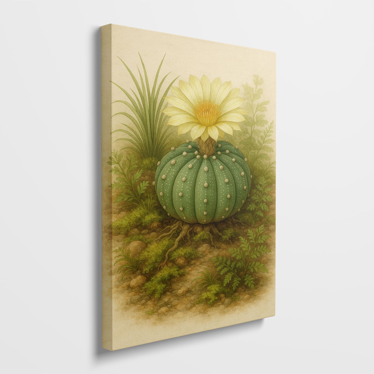 Astrophytum Cactus Botanical Illustration - Nature Inspired Canvas Wall Art
