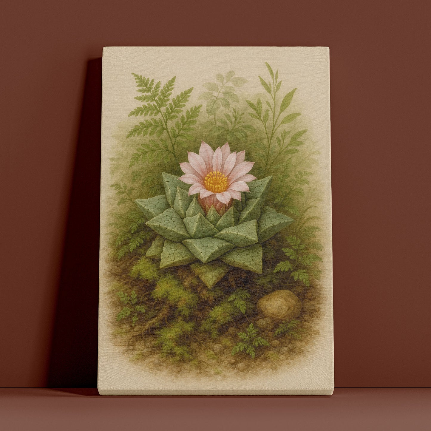 Haworthia Succulent Botanical Illustration - Organic Nature Canvas Wall Art