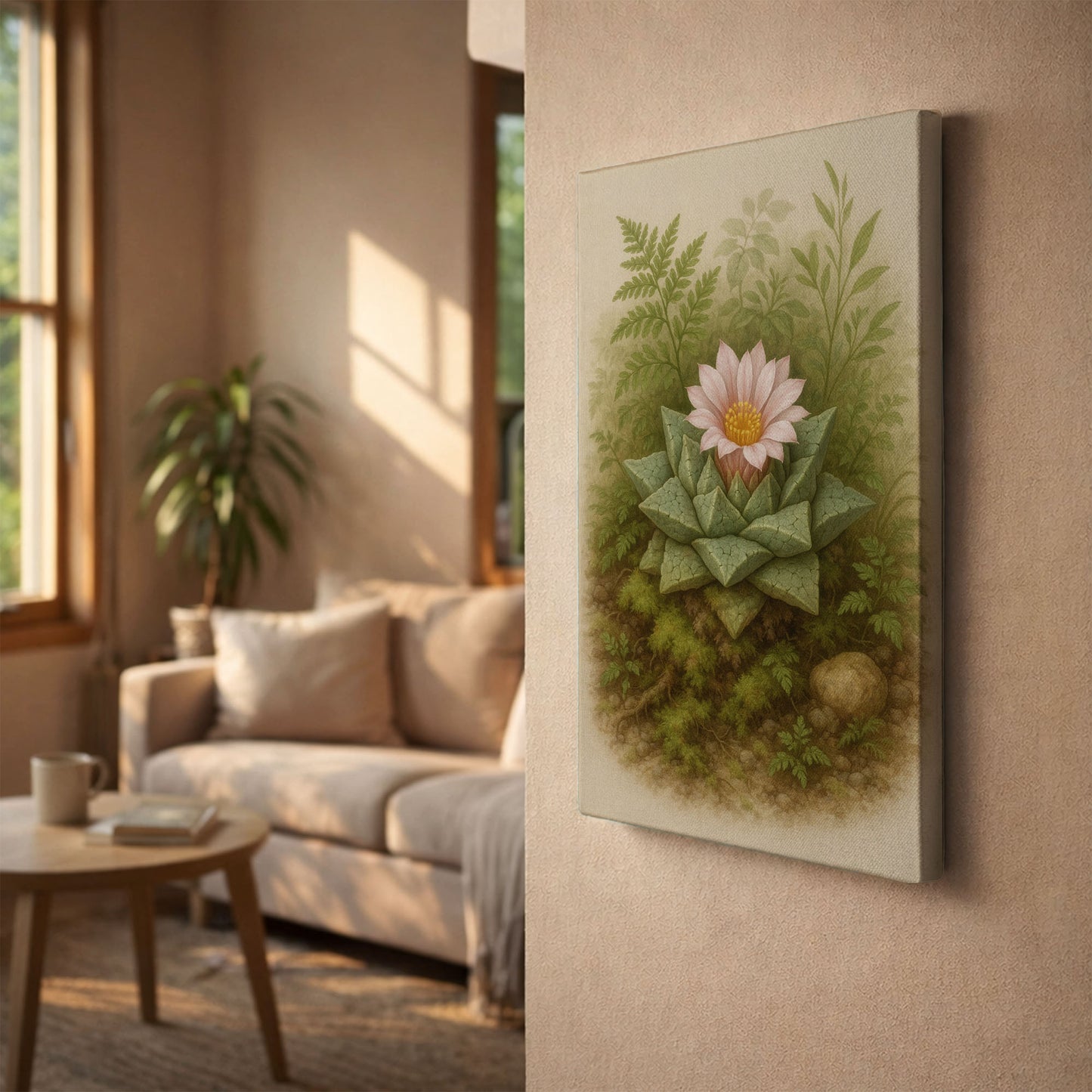 Haworthia Succulent Botanical Illustration - Organic Nature Canvas Wall Art