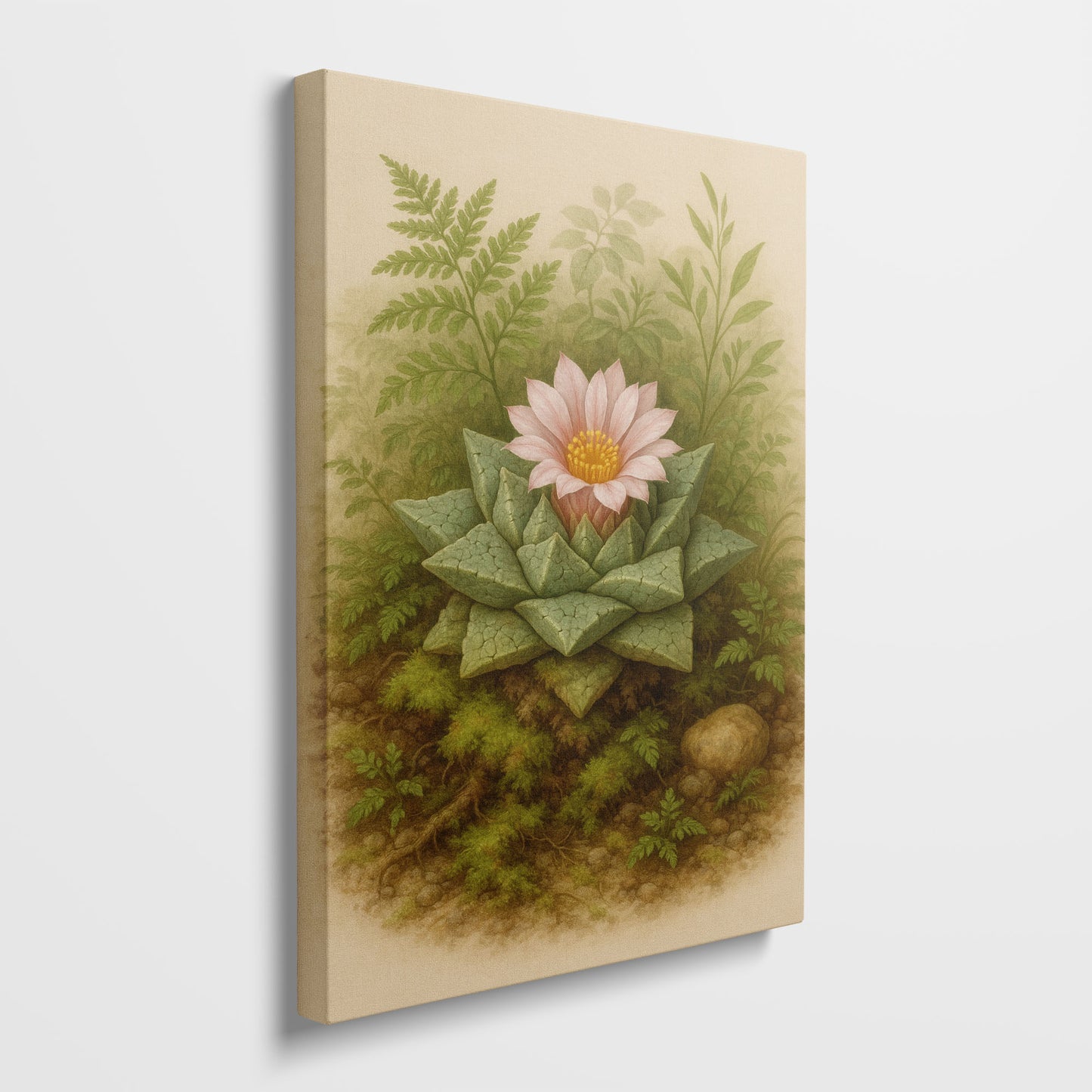 Haworthia Succulent Botanical Illustration - Organic Nature Canvas Wall Art