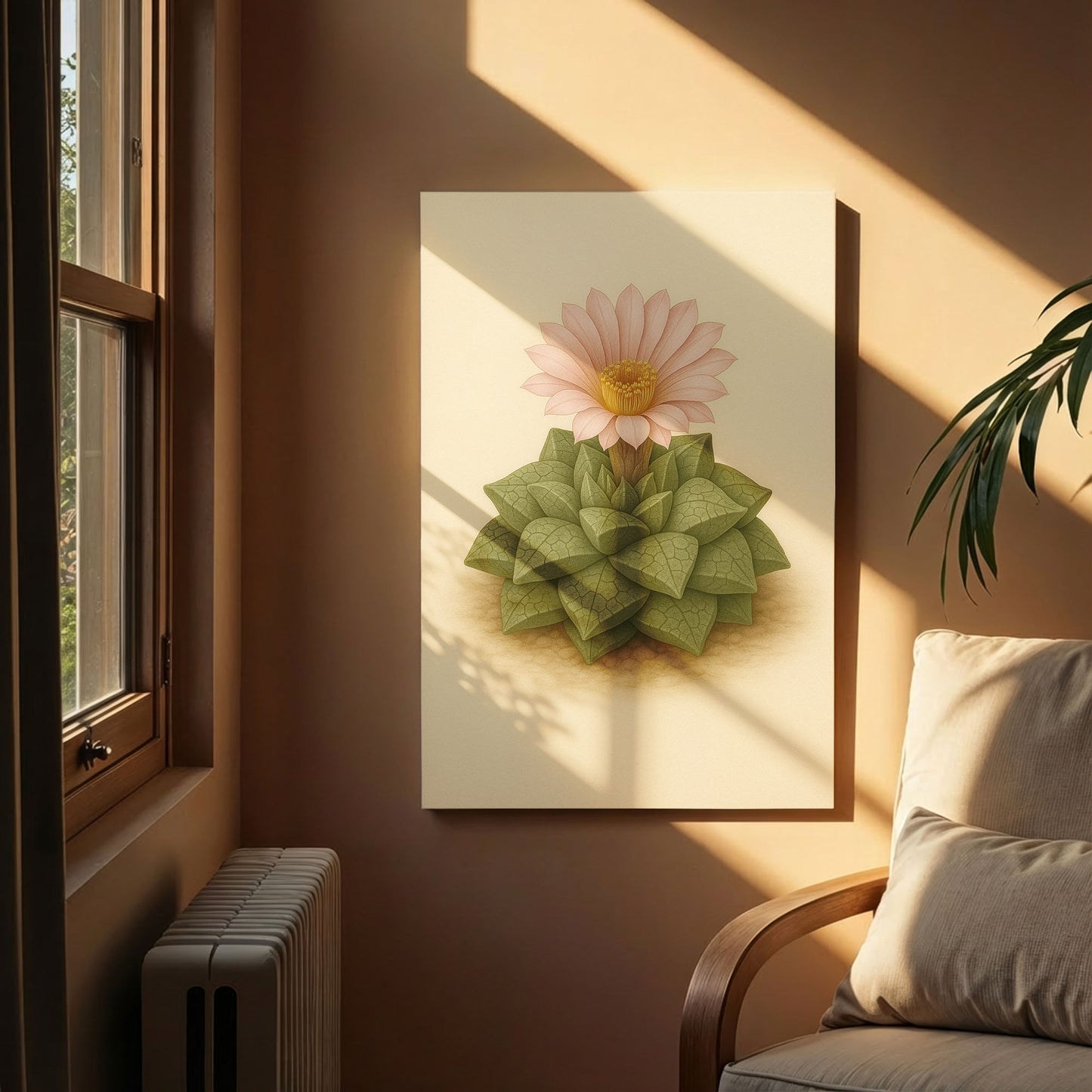 Haworthia Succulent Rosette Illustration - Minimalist Plant Canvas Art