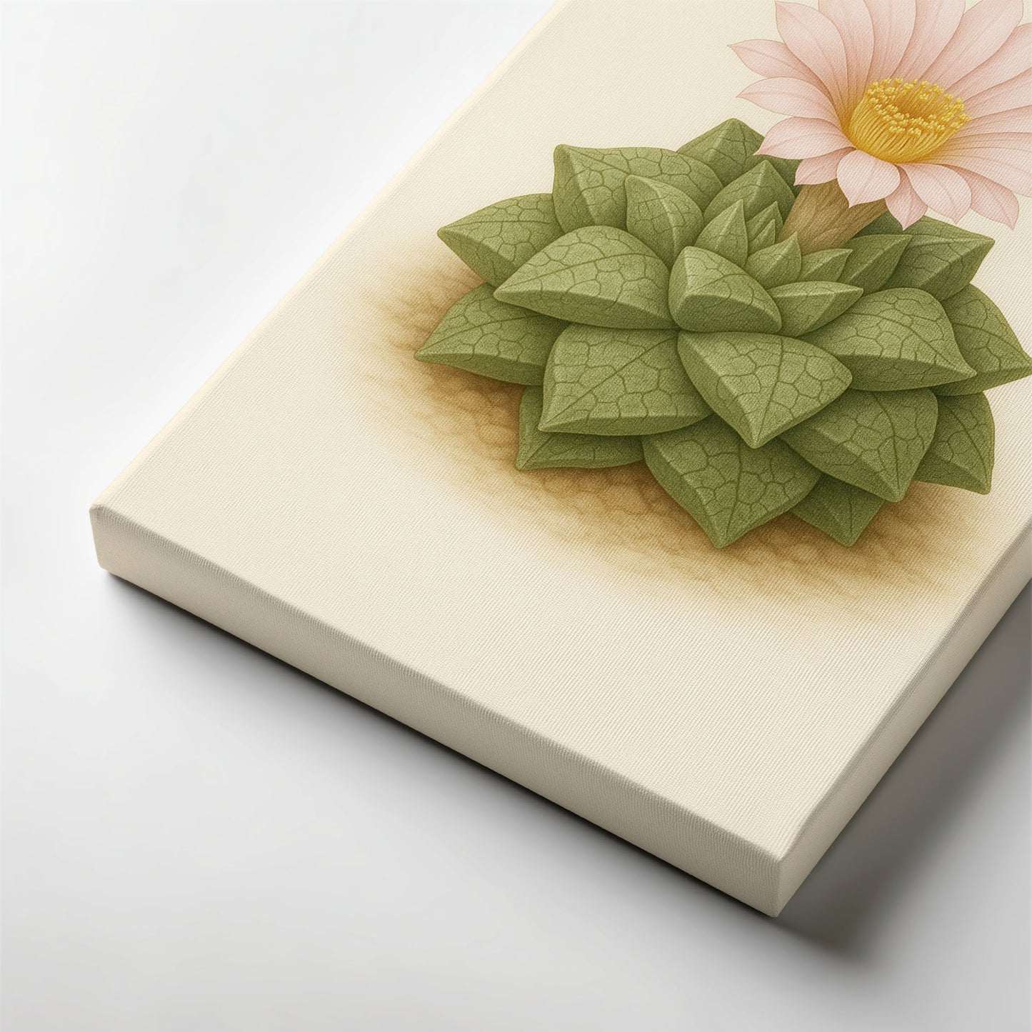 Haworthia Succulent Rosette Illustration - Minimalist Plant Canvas Art