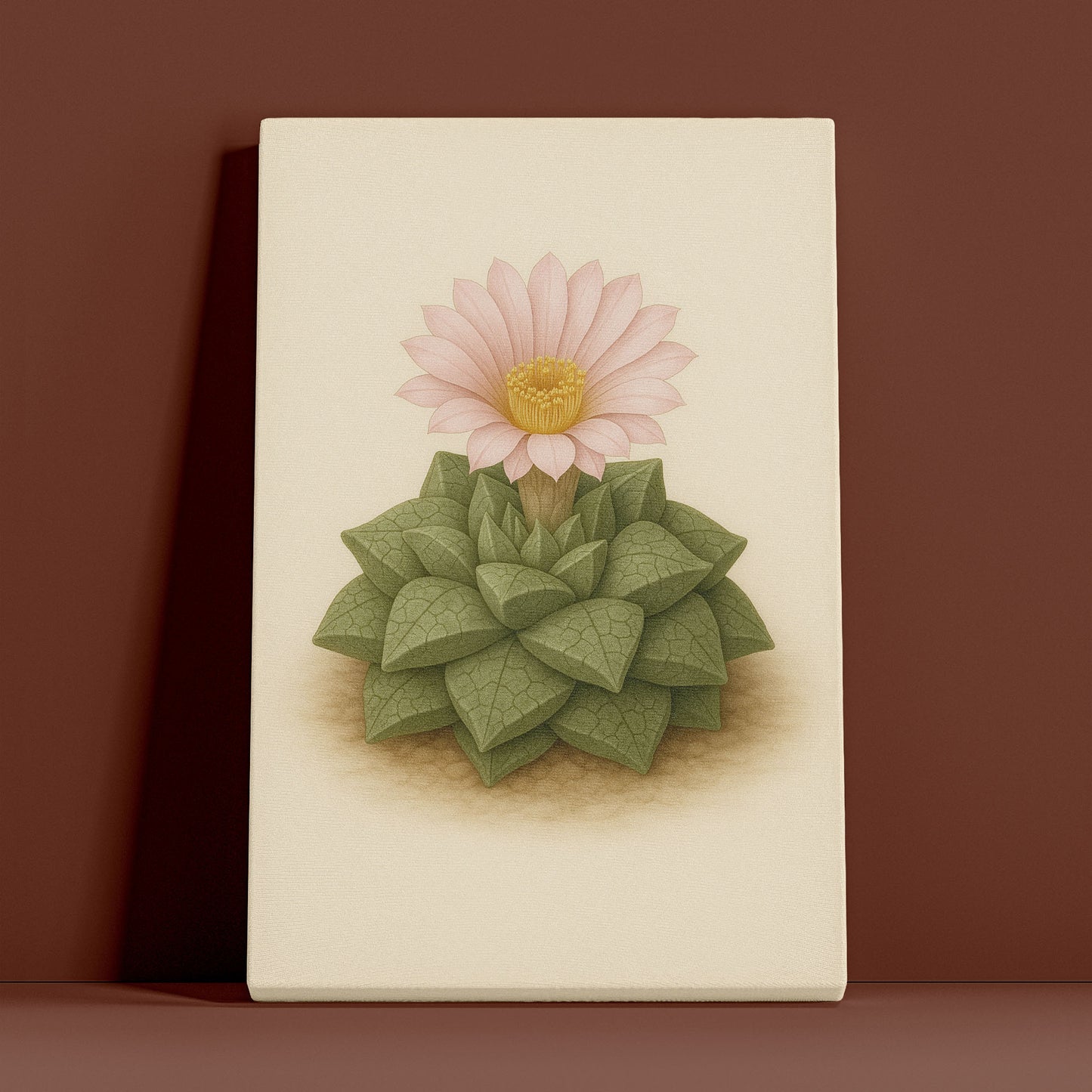 Haworthia Succulent Rosette Illustration - Minimalist Plant Canvas Art