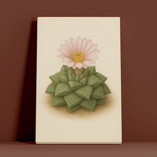 Haworthia Succulent Rosette Illustration - Minimalist Plant Canvas Art