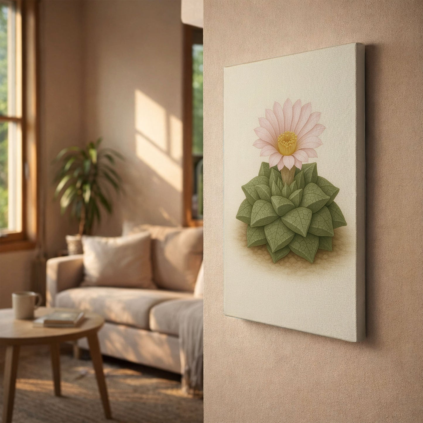 Haworthia Succulent Rosette Illustration - Minimalist Plant Canvas Art