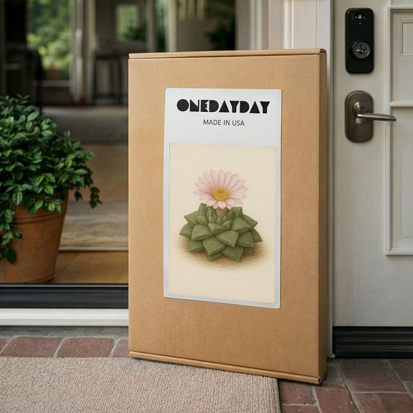 Haworthia Succulent Rosette Illustration - Minimalist Plant Canvas Art